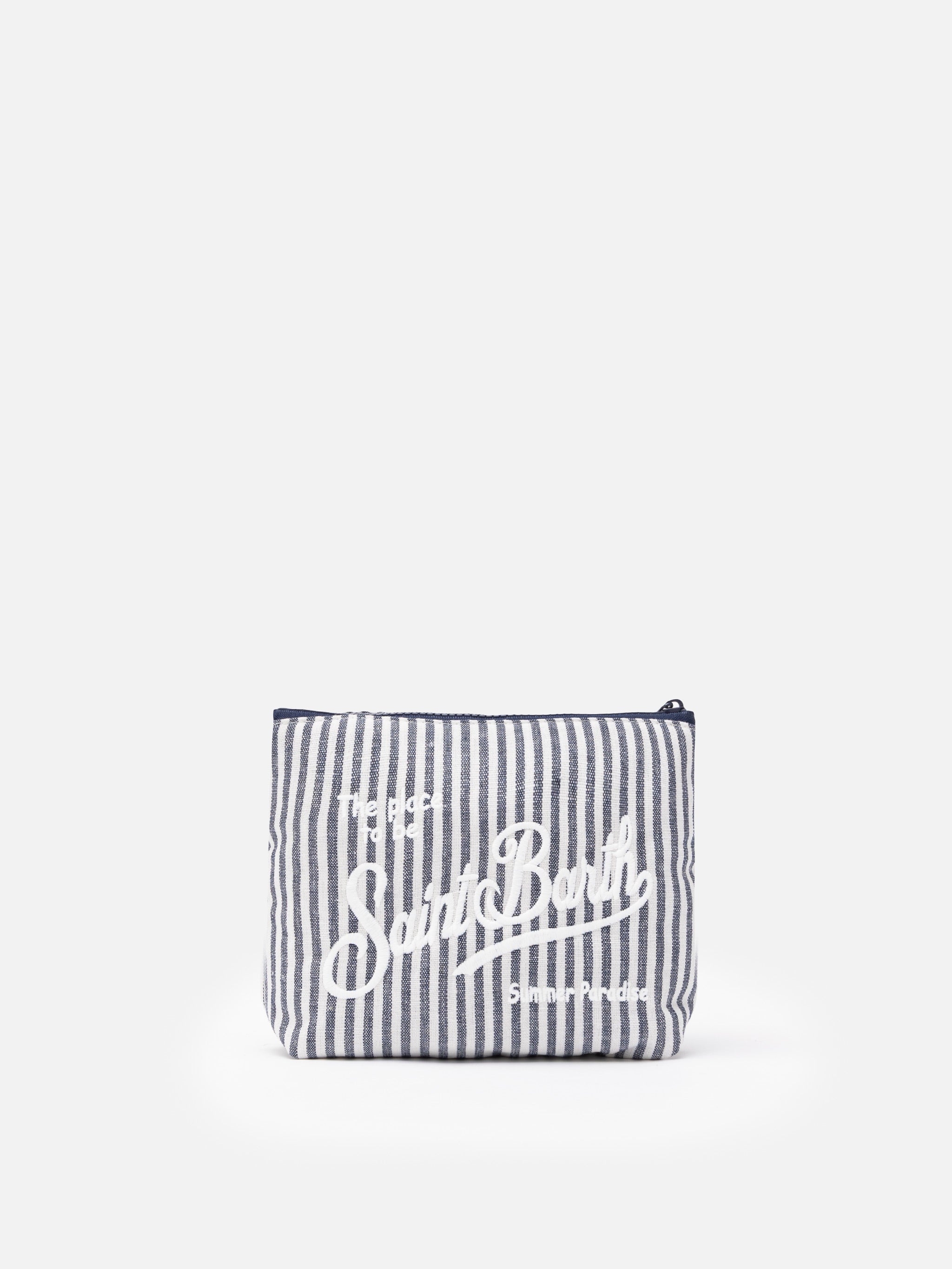 Pochette Aline soft in cotone lino con stampa a righe