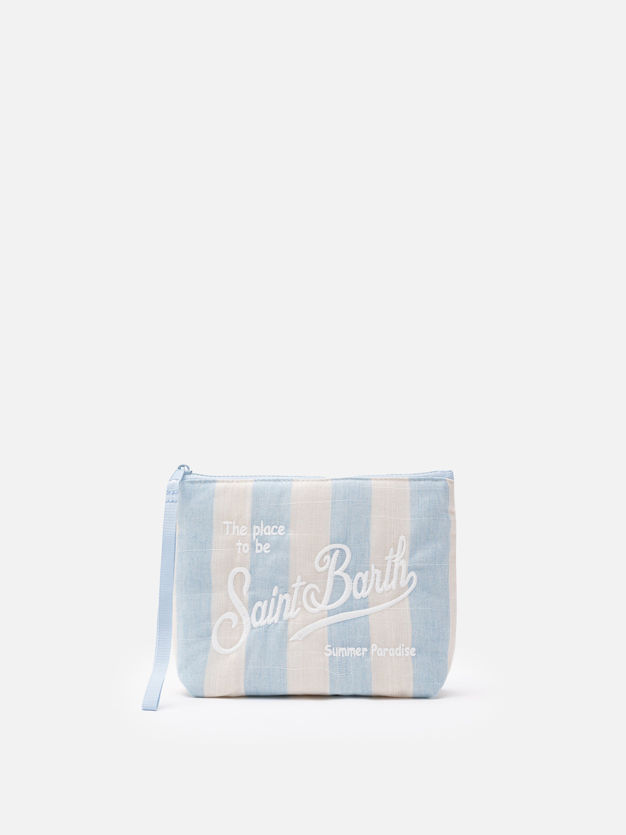 Pochette Aline soft in cotone lino con stampa a righe