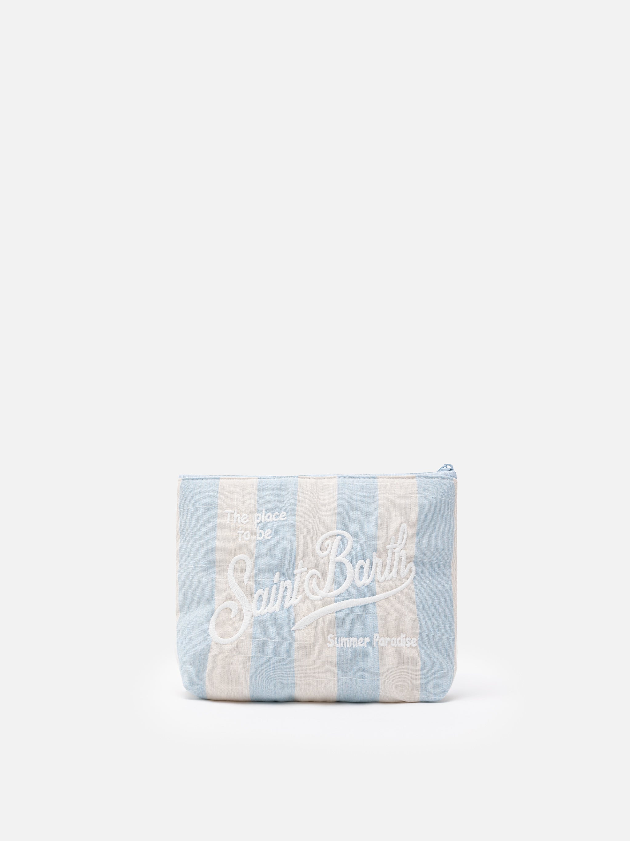Pochette Aline soft in cotone lino con stampa a righe