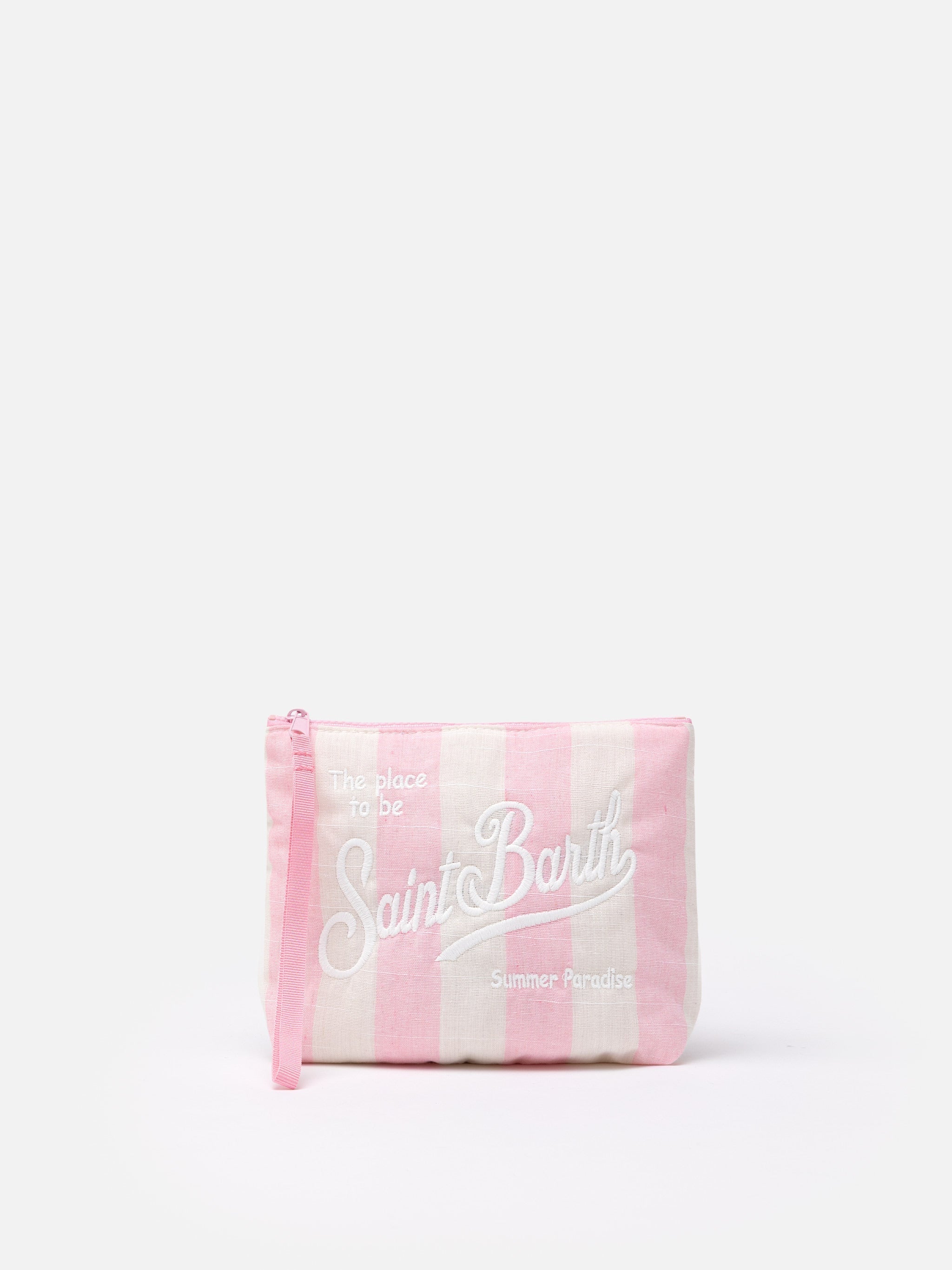 Pochette Aline soft in cotone lino con stampa a righe