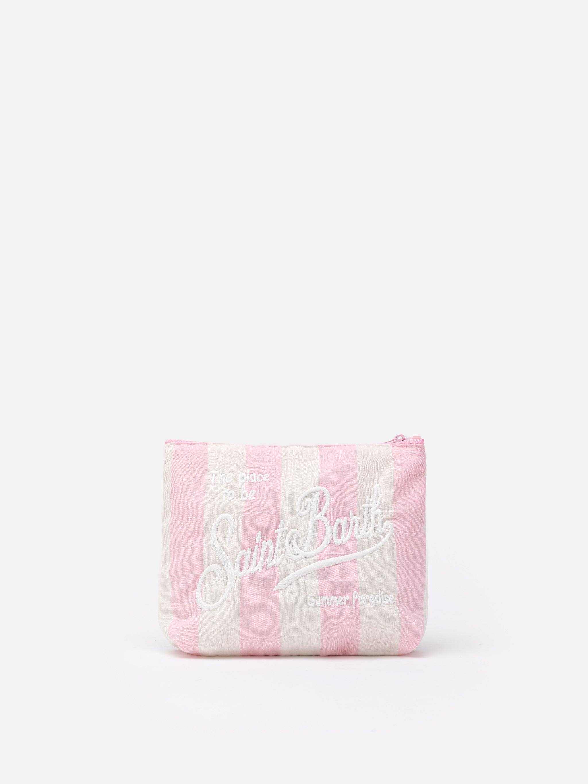 Pochette Aline soft in cotone lino con stampa a righe
