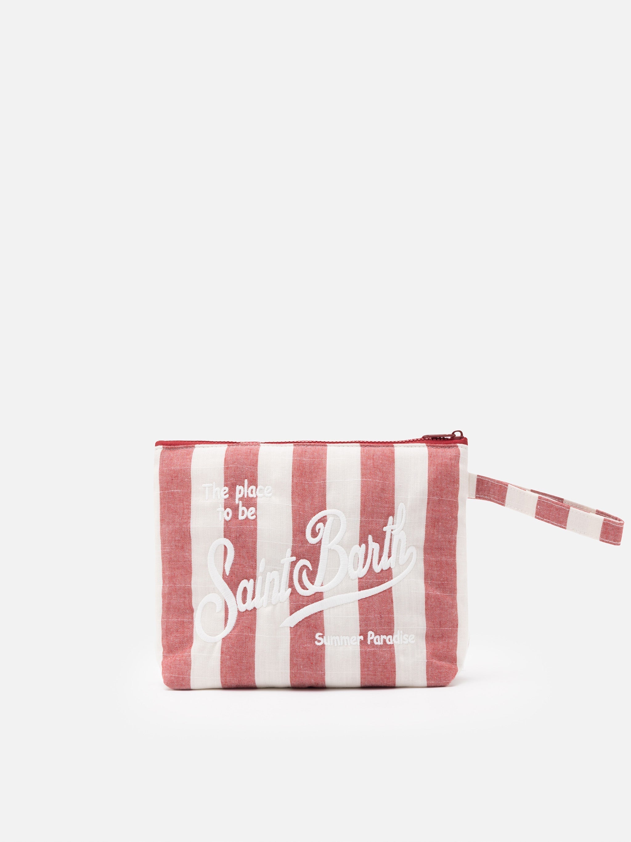 Pochette Aline Soft L in cotone e lino con stampa a righe