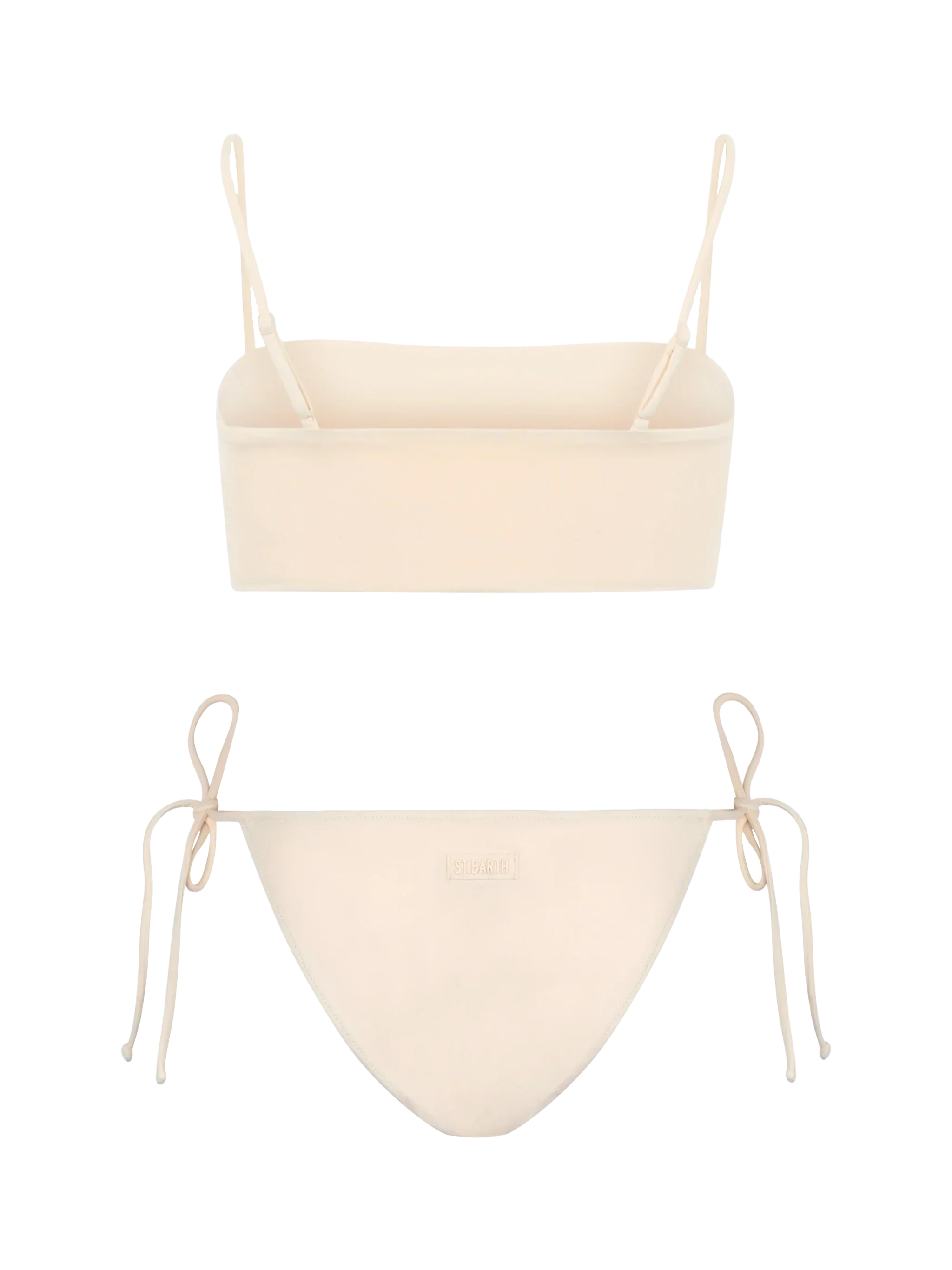 Woman beige bandeau bikini Athena Virgo with rhinestones