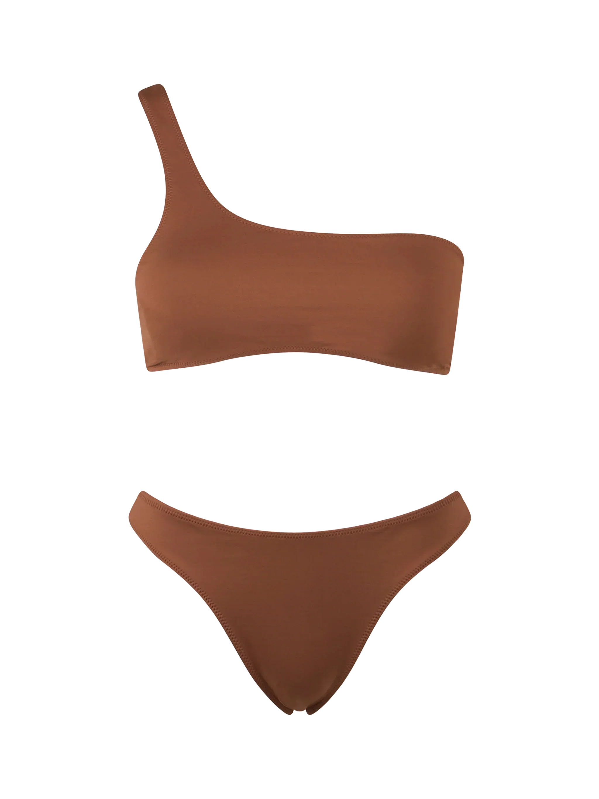 Woman brown one shoulder bralette bikini Celestine Naomi