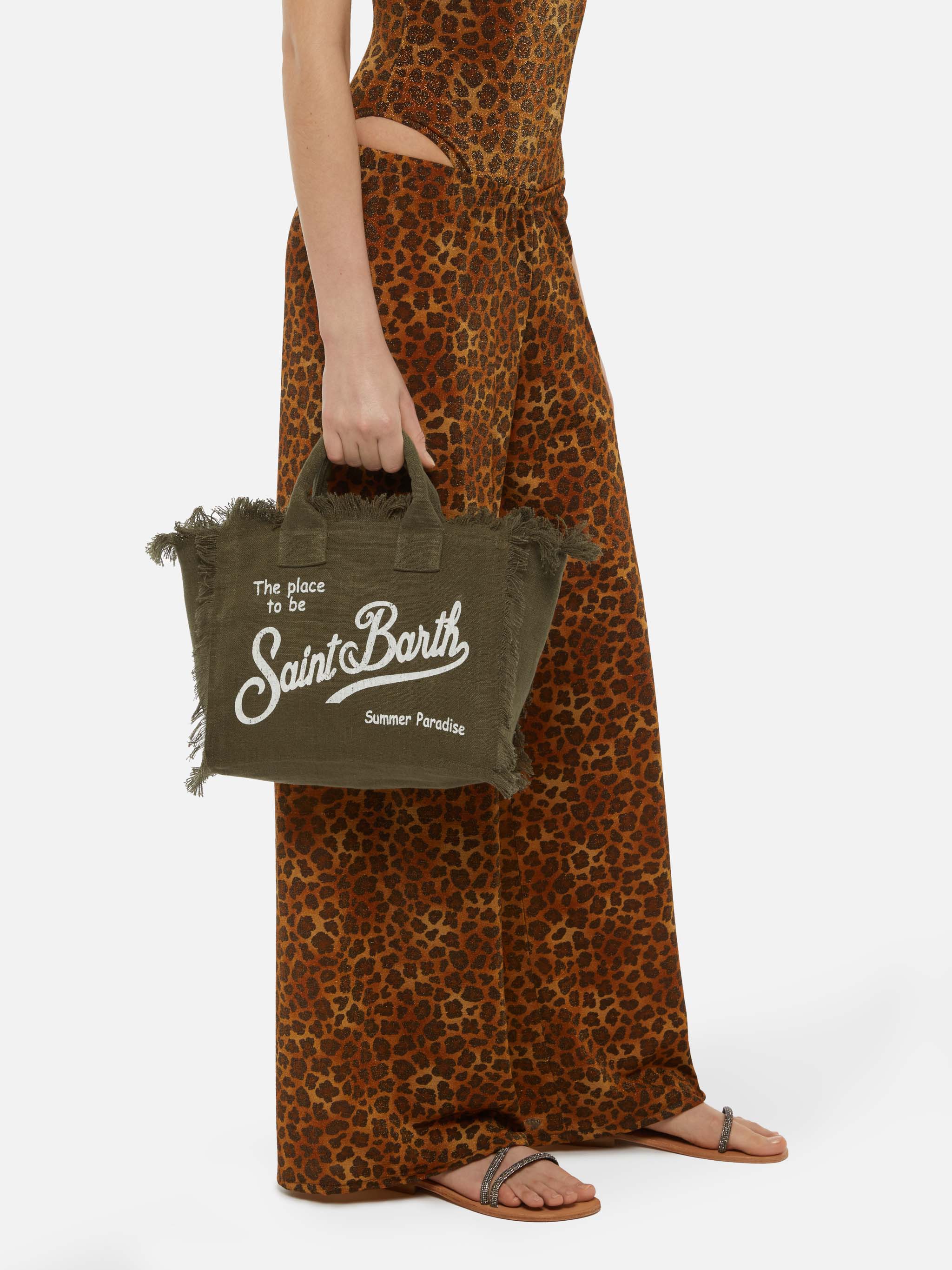 Borsa Colette in lino verde militare