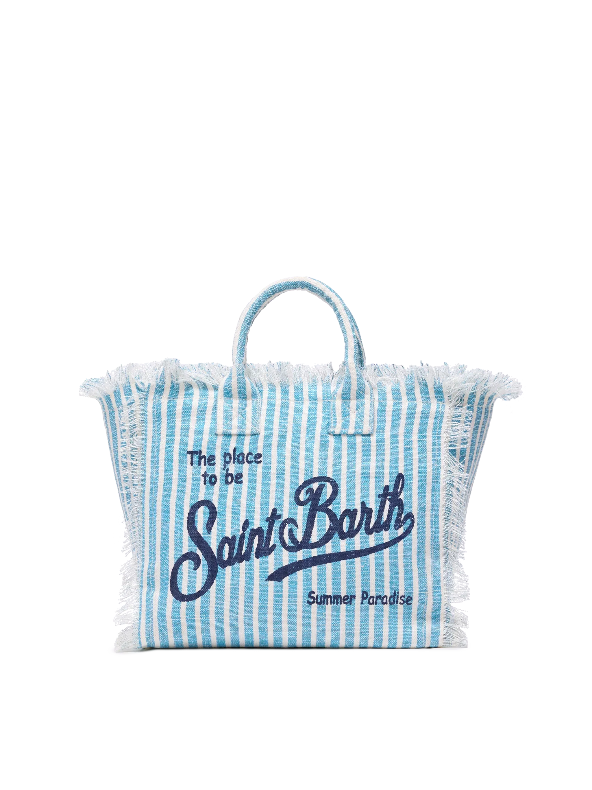 Borsa Colette in lino con stampa a righe