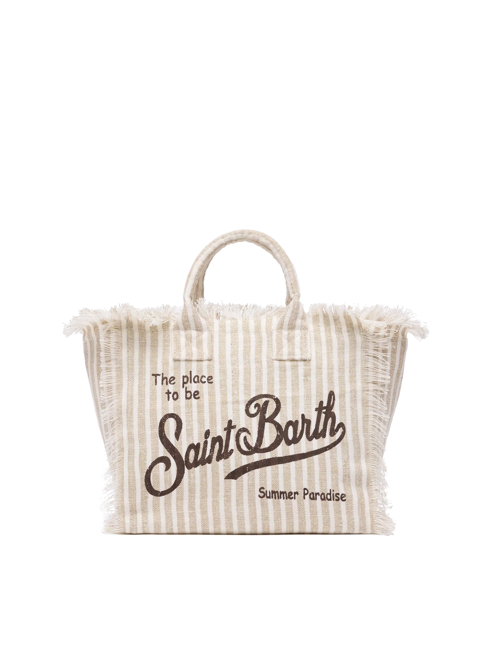 Borsa Colette in canvas di lino con stampa a righe