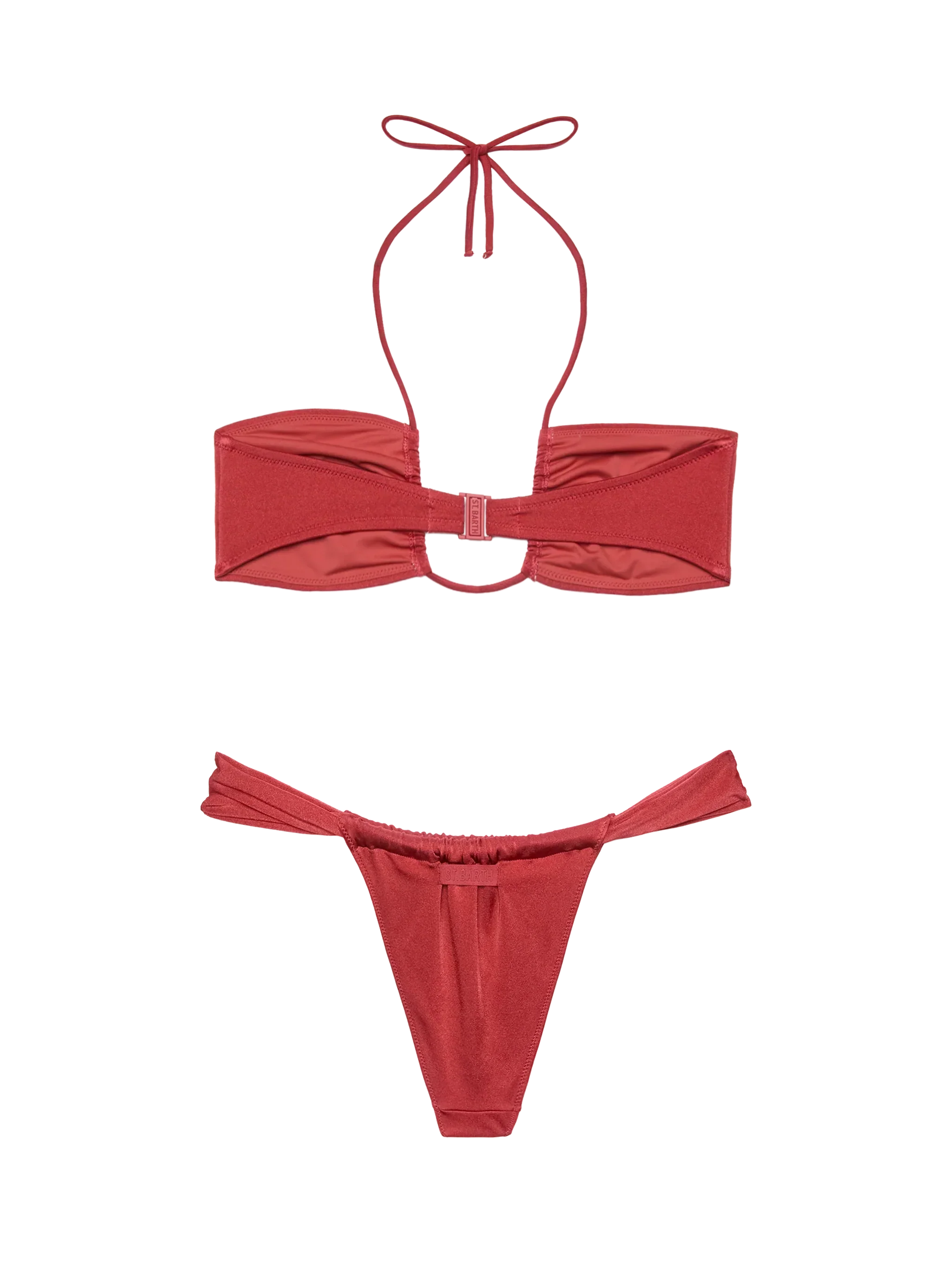 Noelle shimmer brick red cheekiest swim briefs - Dahlia shimmer brick red bandeau top