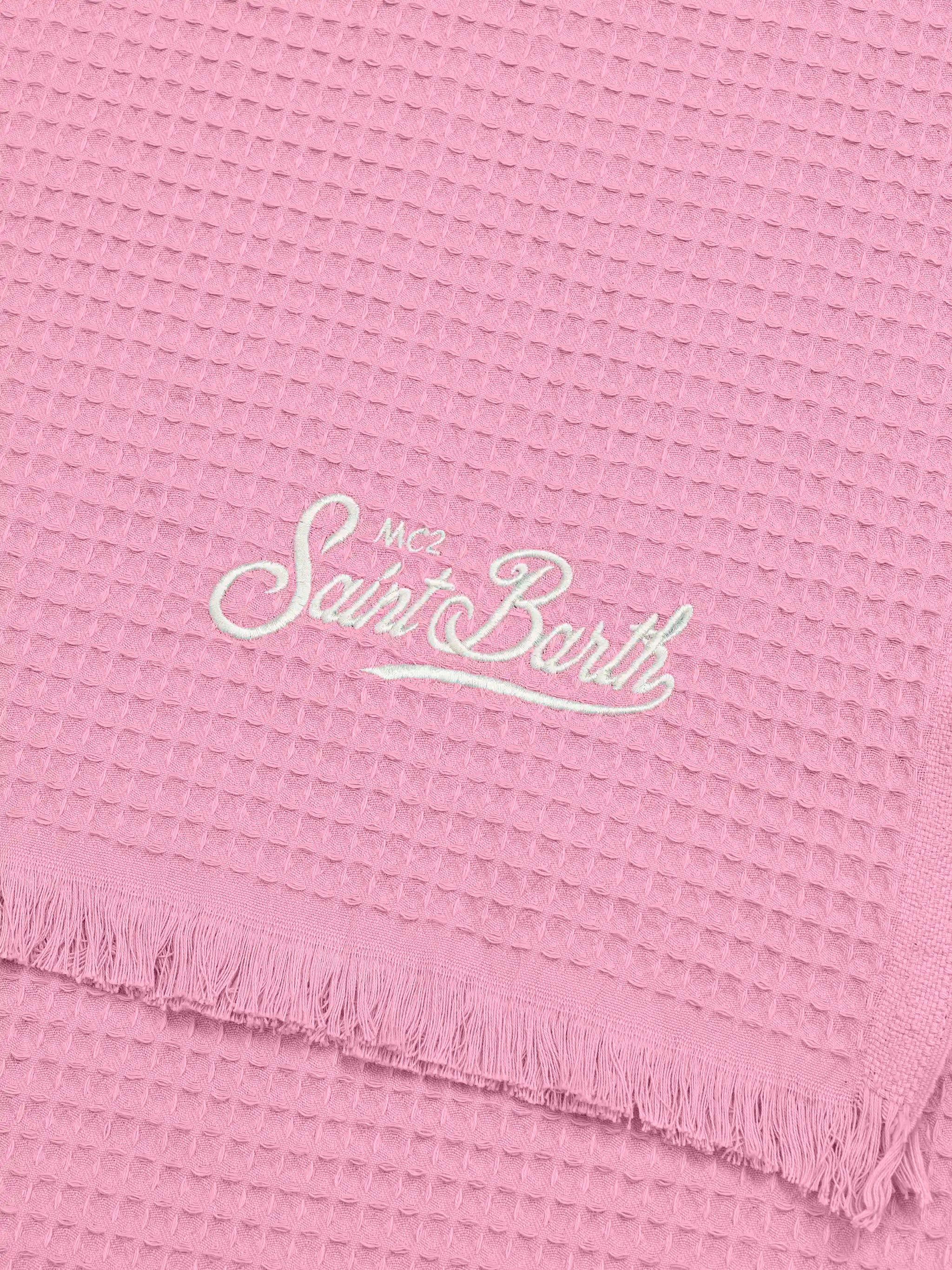 Pink honeycomb cotton FoutaSac beach towel