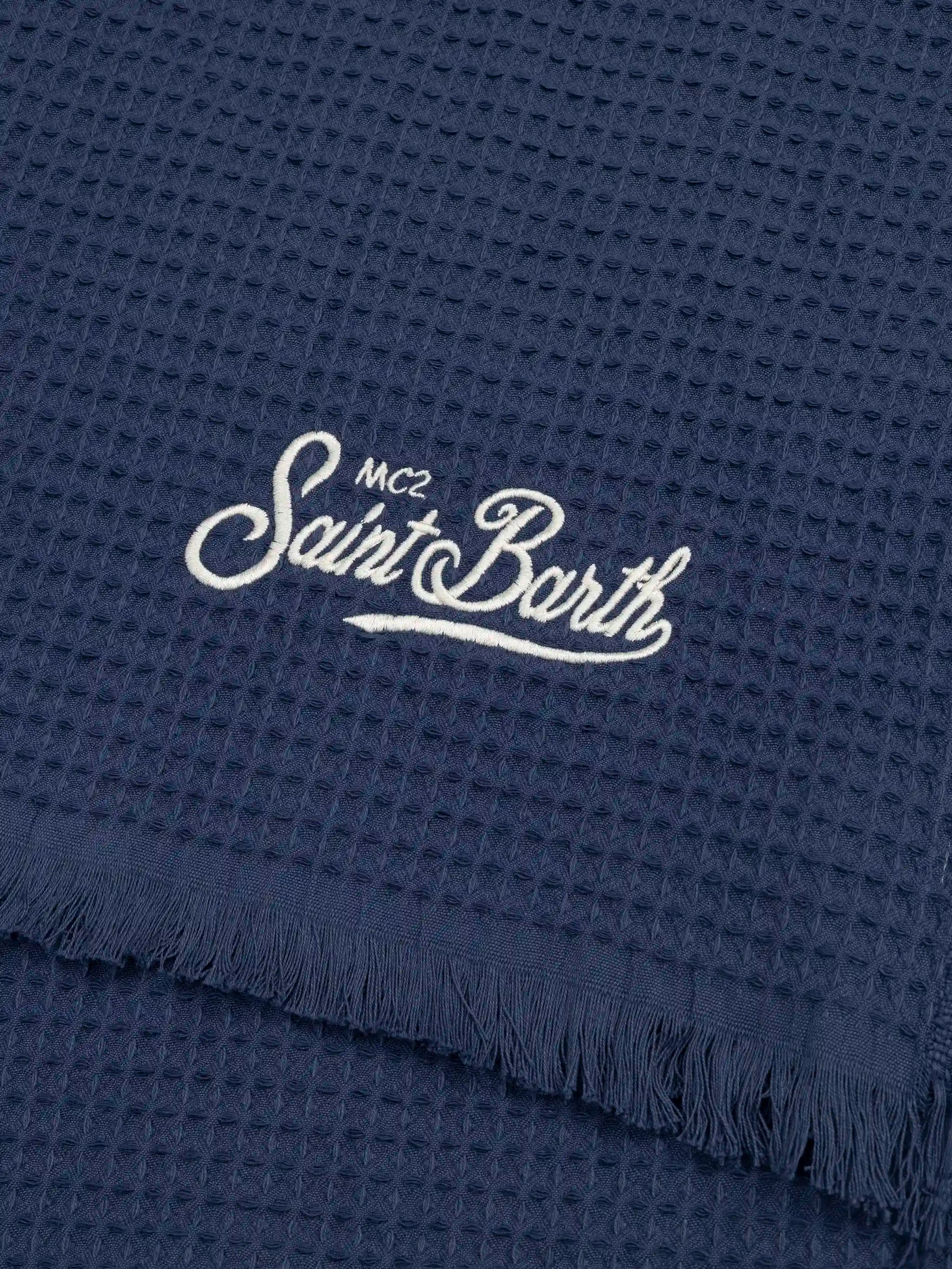 Navy blue honeycomb cotton FoutaSac beach towel
