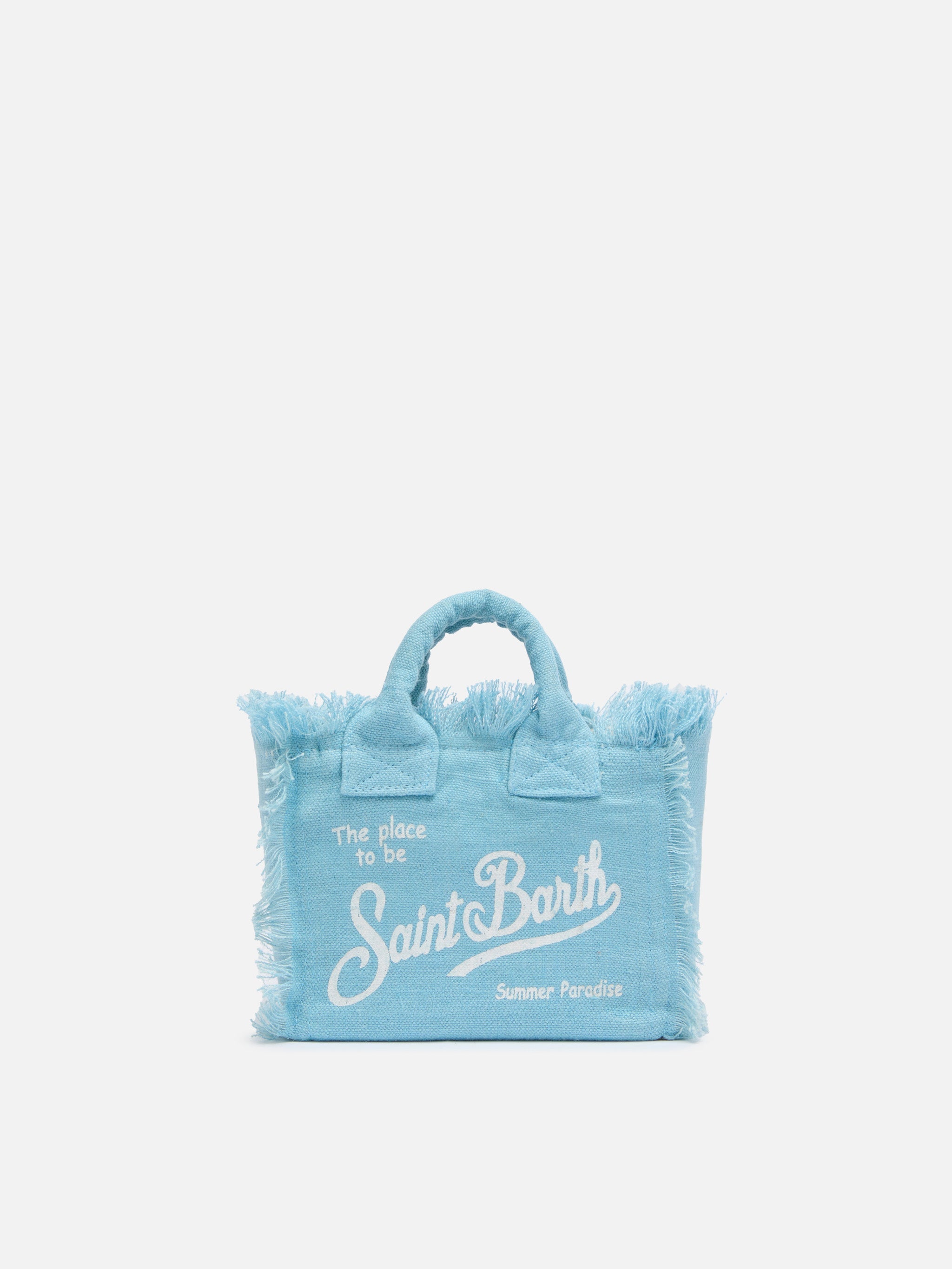 Borsa Mini Vanity in lino azzurro