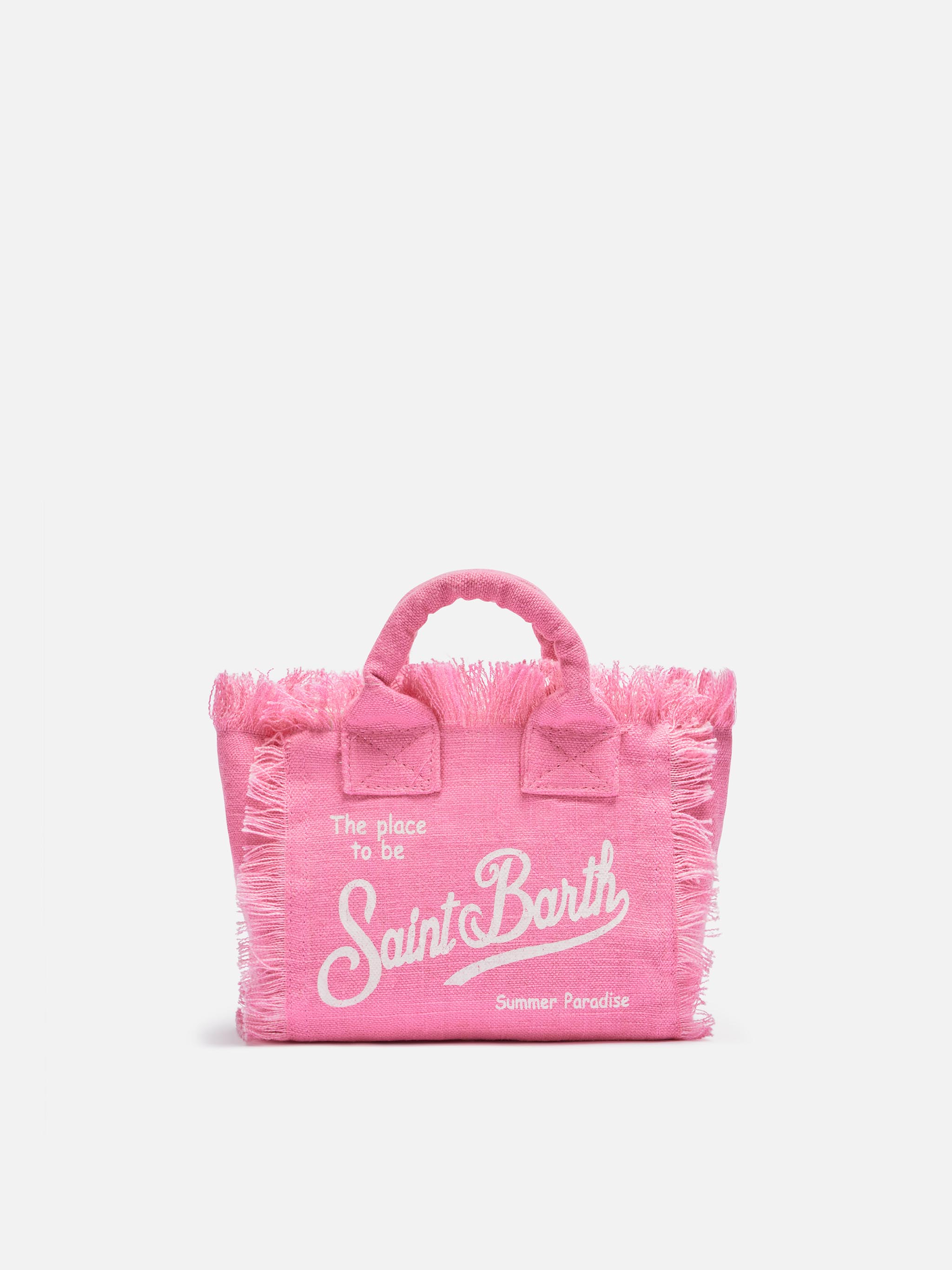 Borsa Mini Vanity in lino rosa