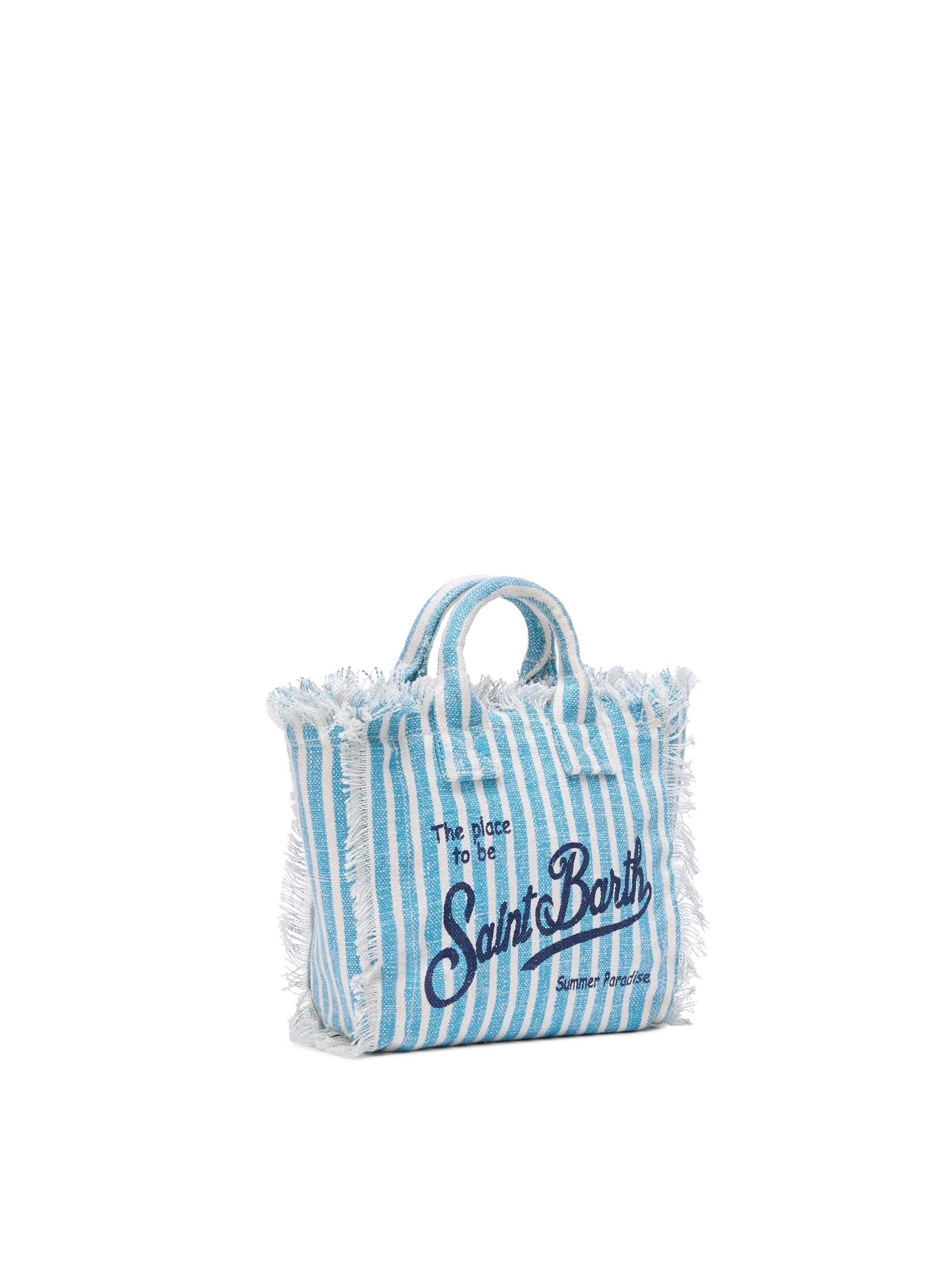 Borsa Mini Vanity Linen con stampa a righe