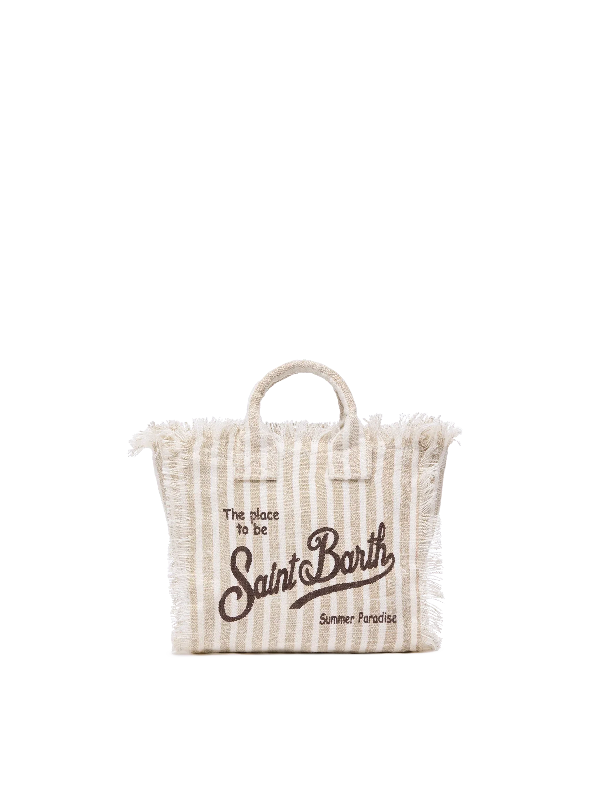 Borsa Mini Vanity Linen con stampa a righe
