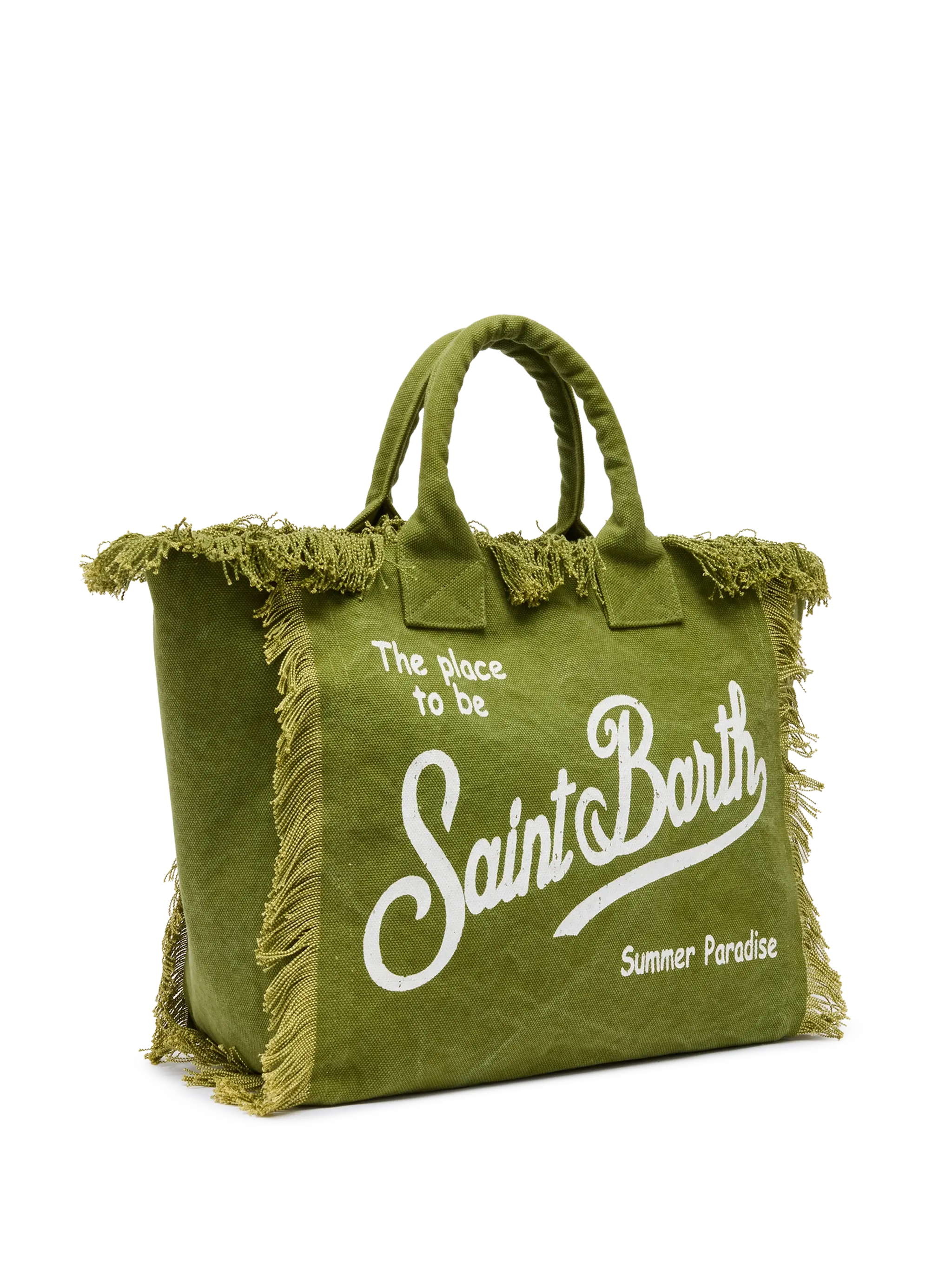 Military green cotton canvas Vanity tote bag