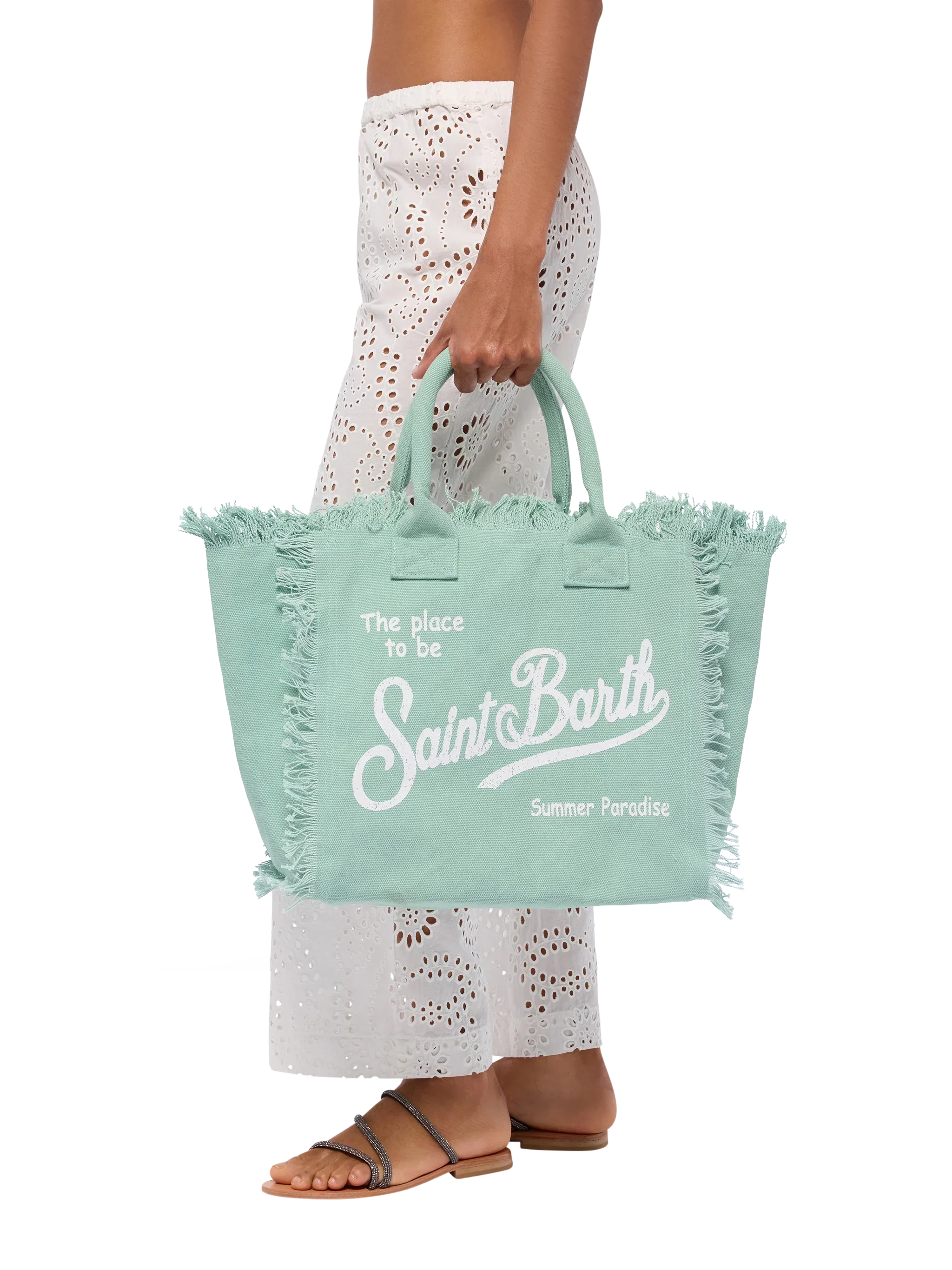 Sage green cotton canvas Vanity tote bag
