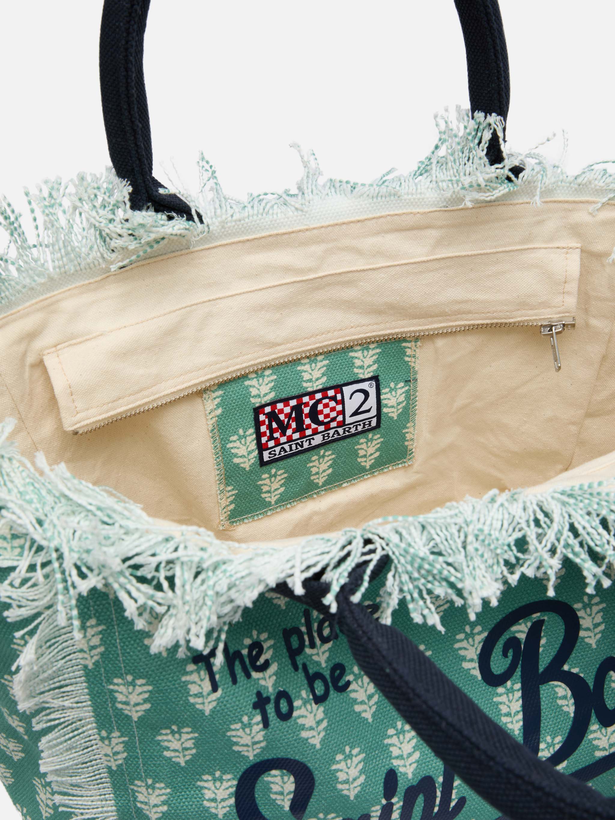 Borsa a spalla Vanity in canvas di cotone con stampa floreale