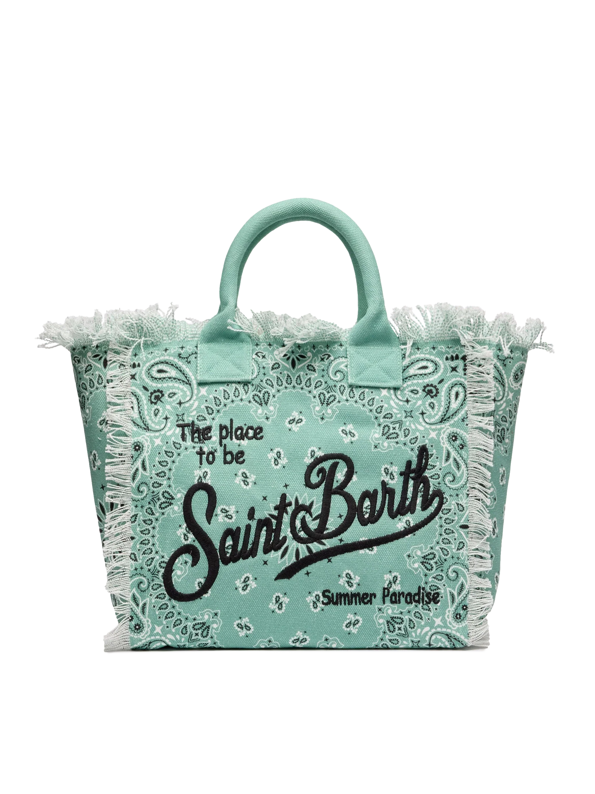 Sage green cotton canvas Vanity tote bag with badanna print