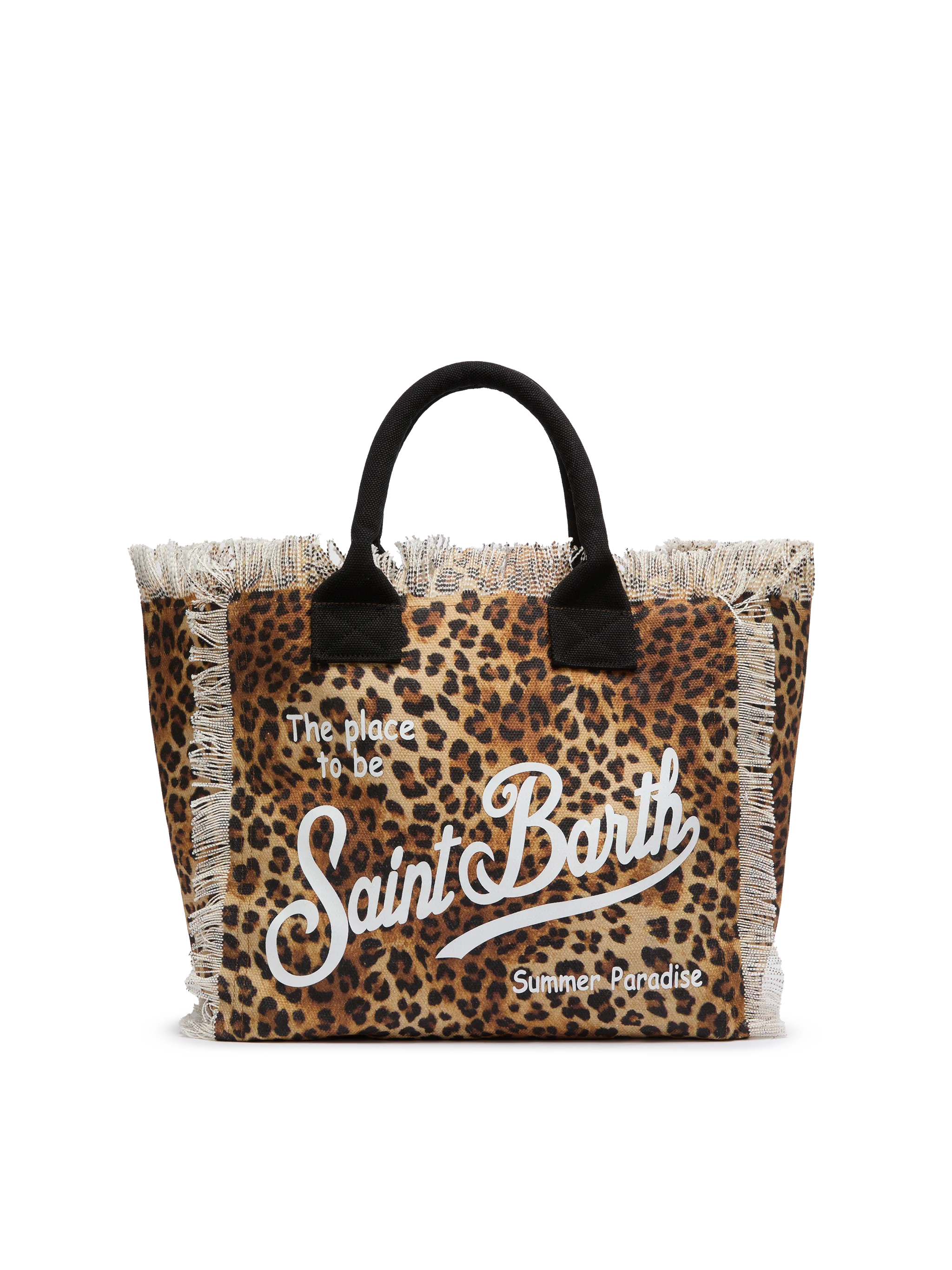 Borsa a spalla Vanity in canvas di cotone con stampa leopardata