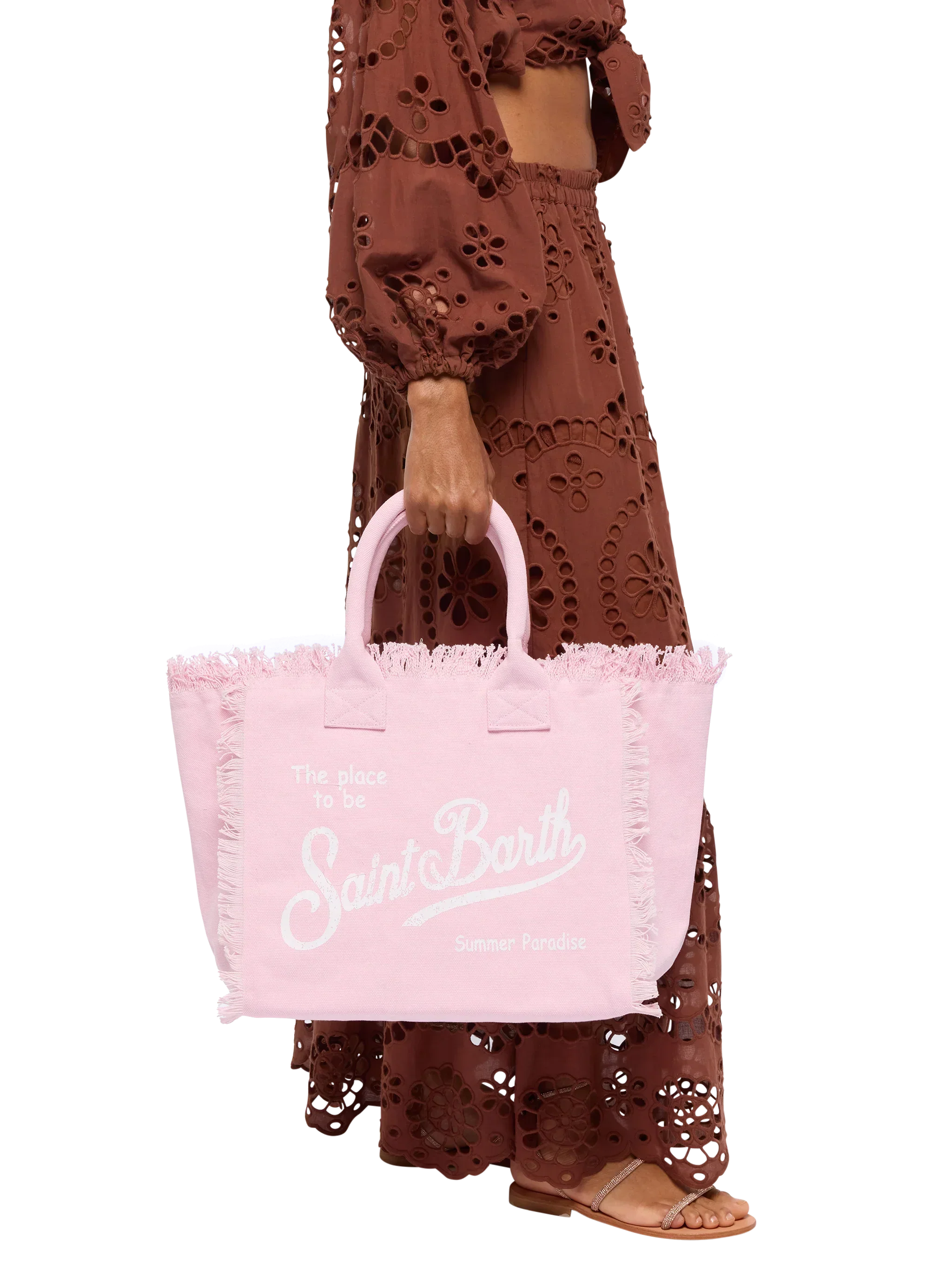 Borsa a spalla Vanity in canvas di cotone rosa