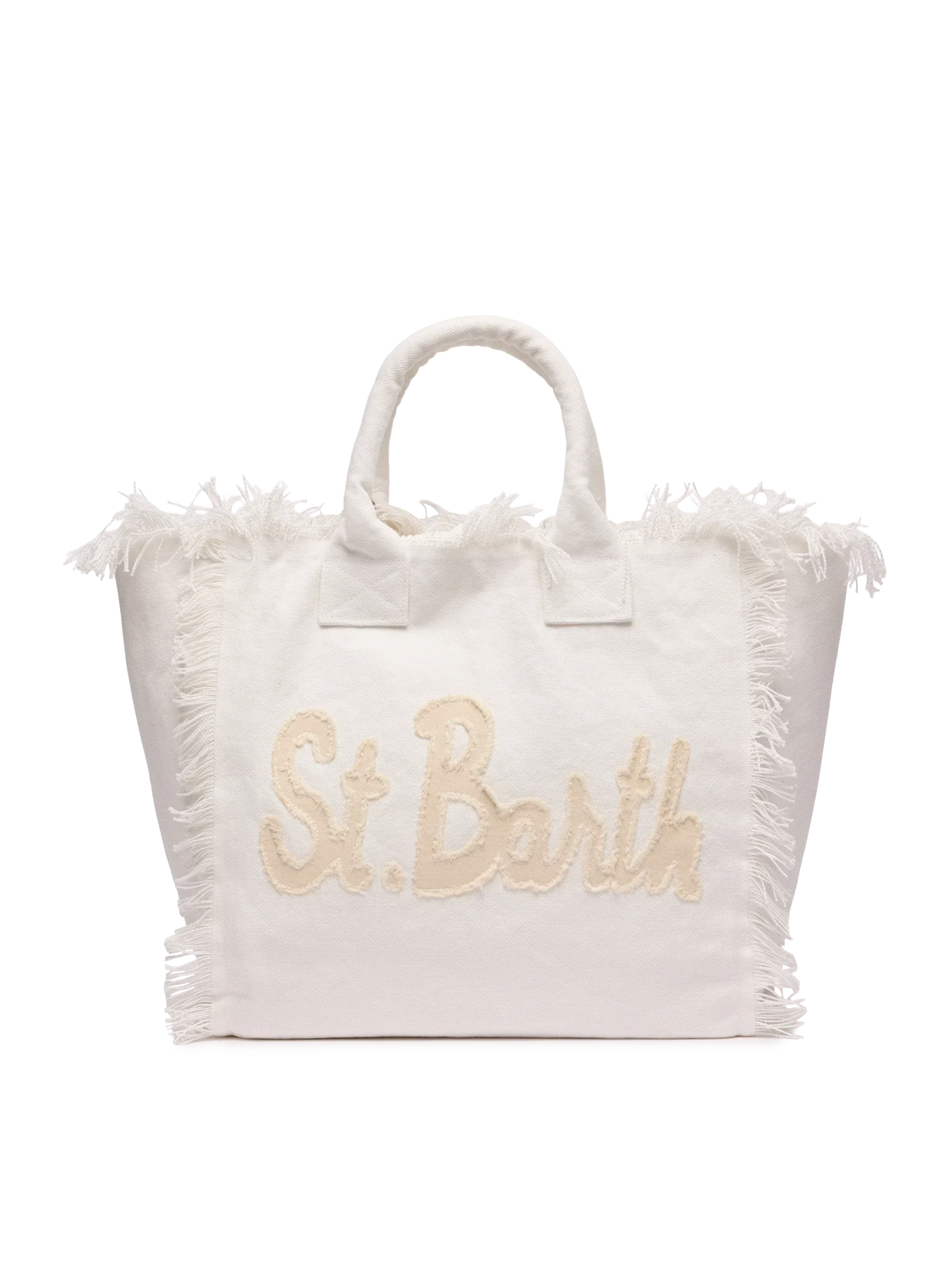 Borsa a spalla Vanity in canvas di cotone con patch logo Saint Barth