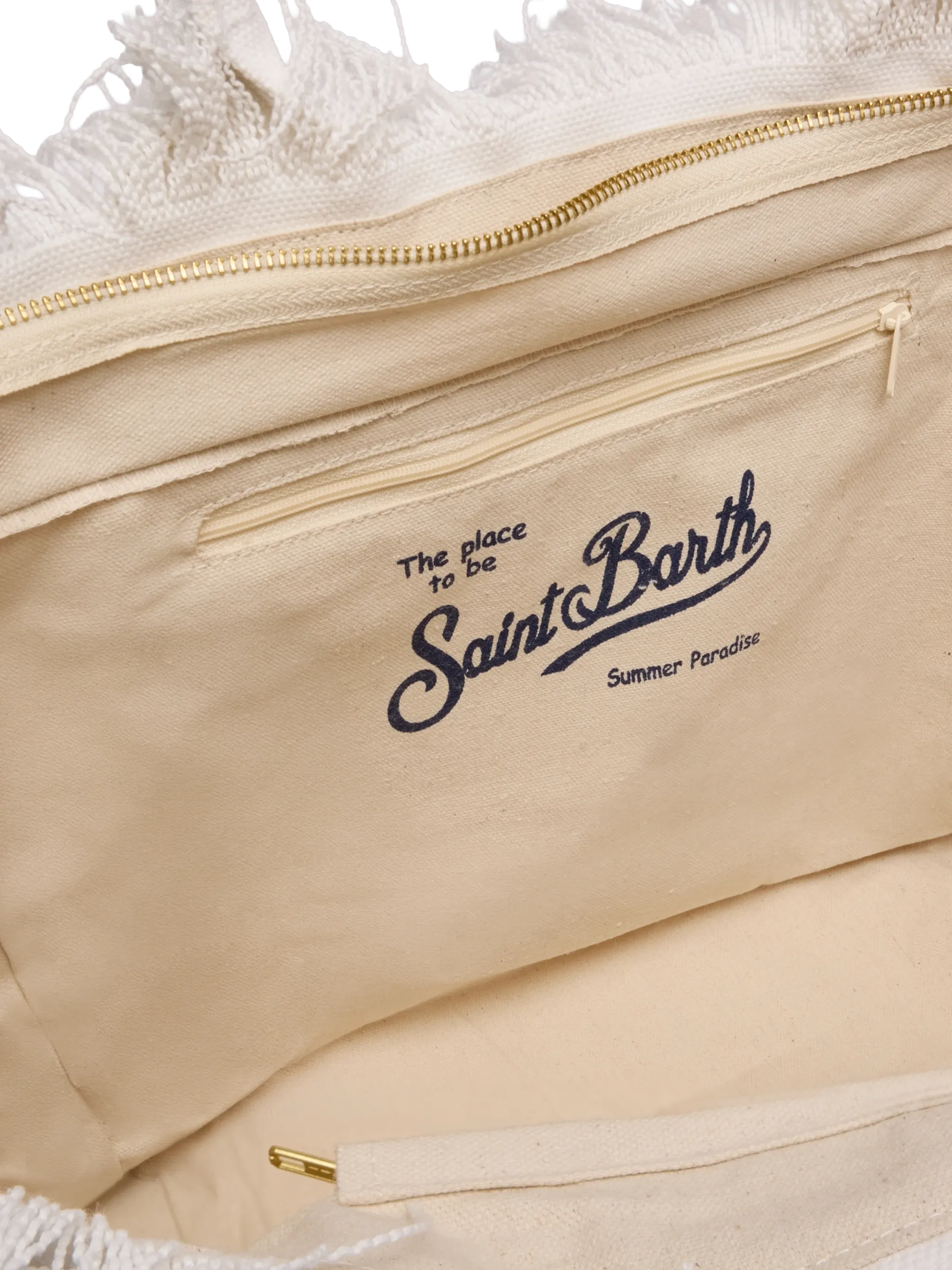 Borsa a spalla Vanity in canvas di cotone con patch logo Saint Barth