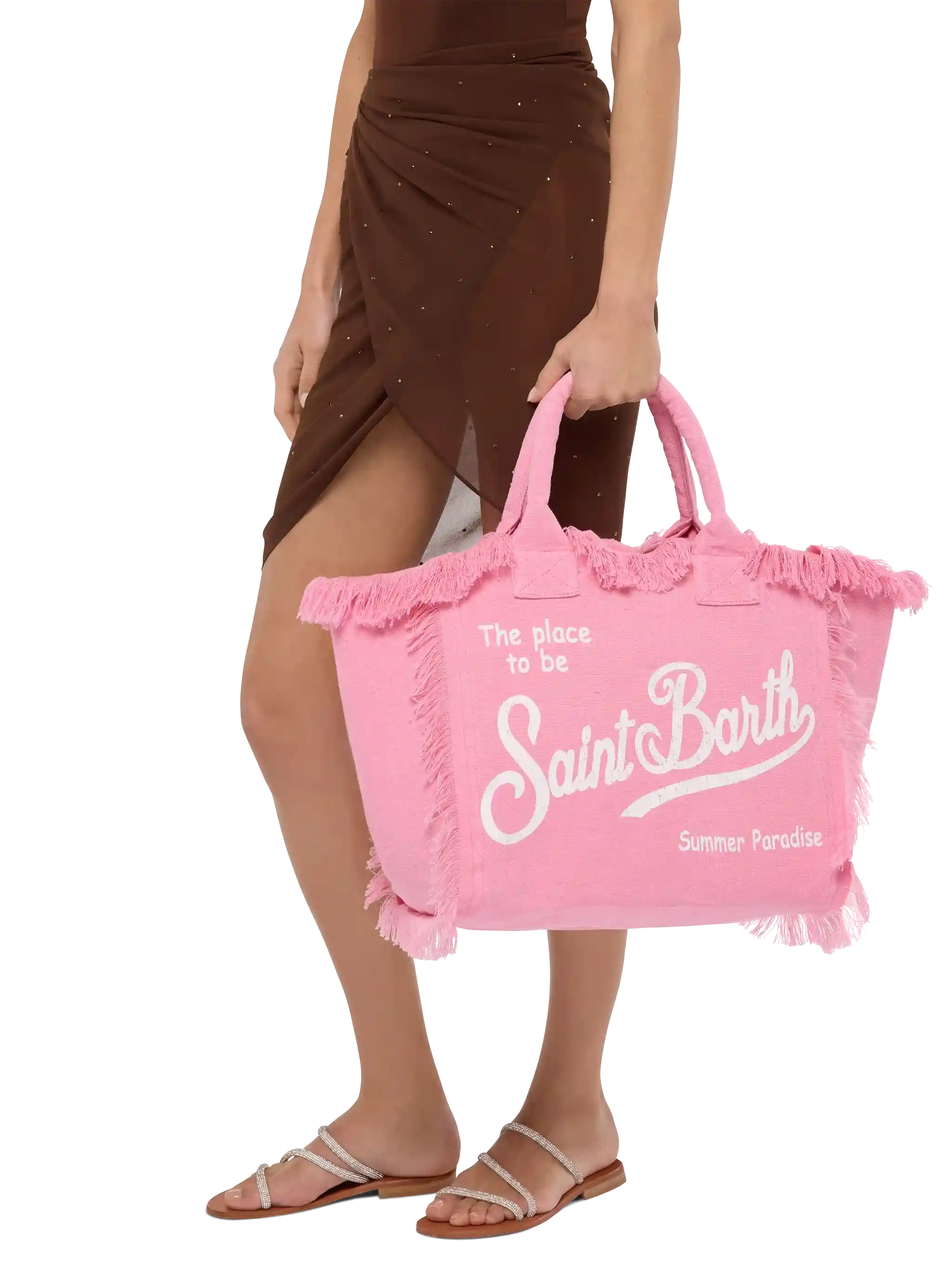 Borsa a spalla Vanity in lino rosa