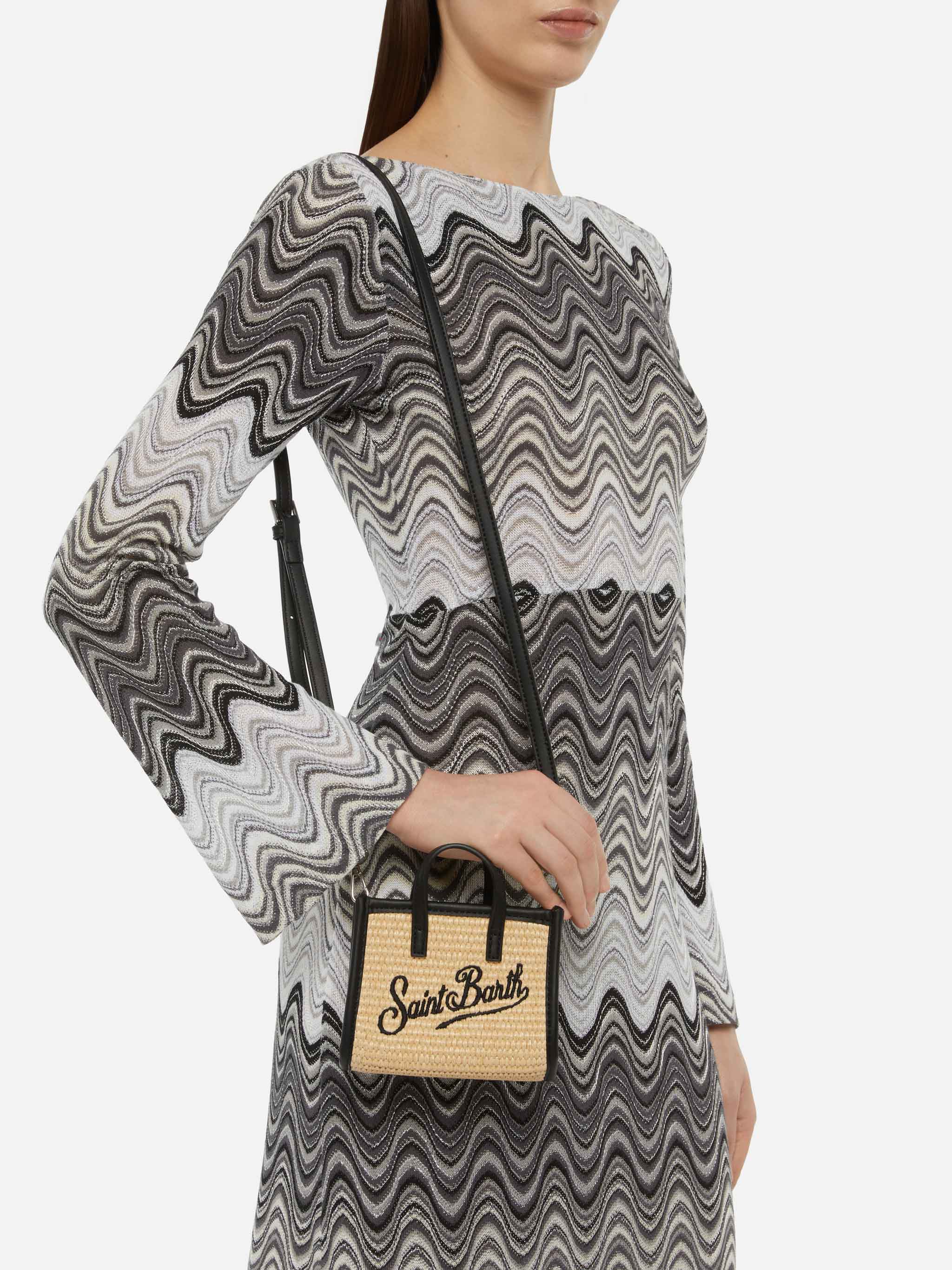 Borsa Vivian Micro beige effetto paglia
