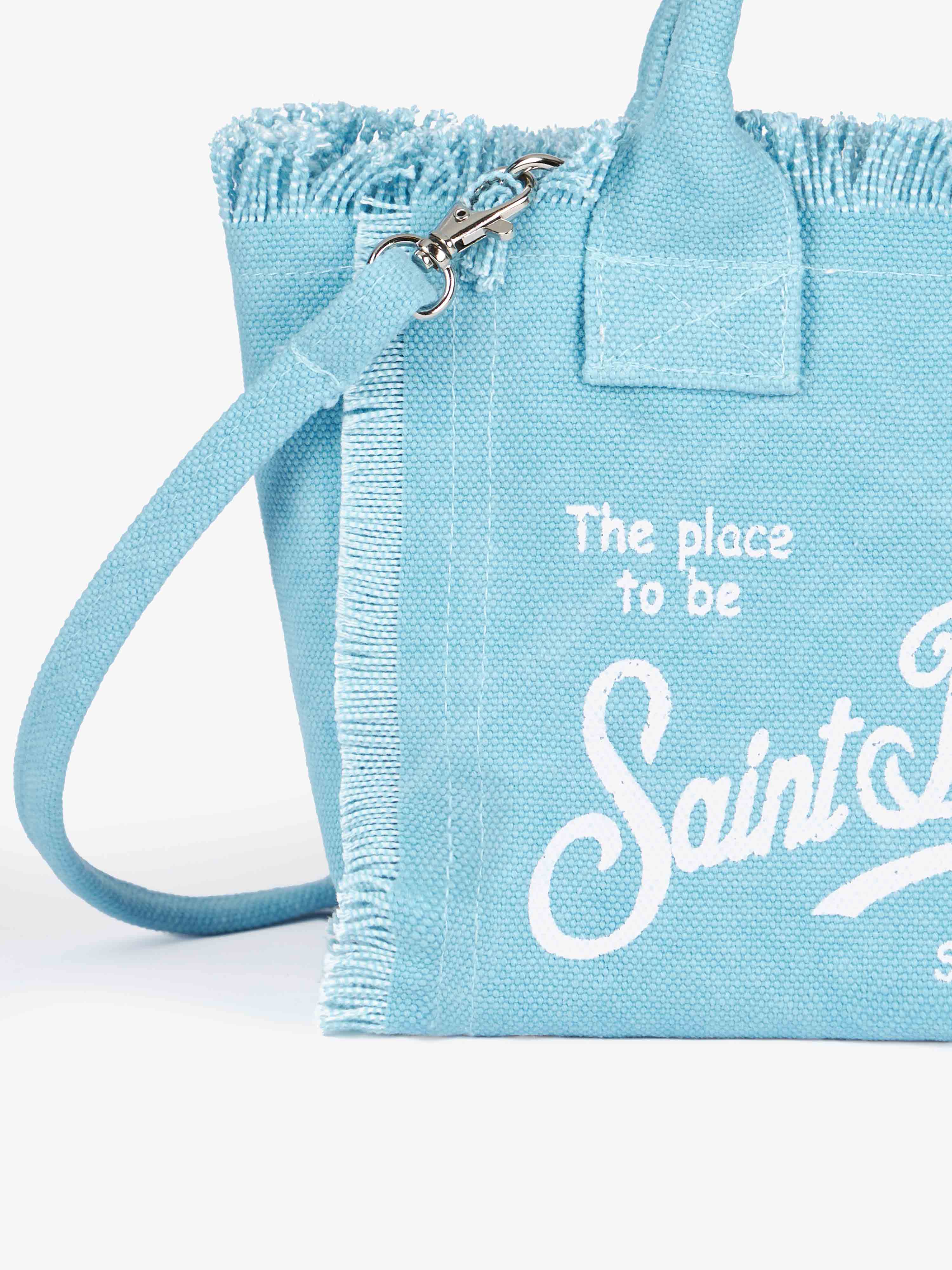 Borsa Mini Vanity in canvas di cotone azzurro