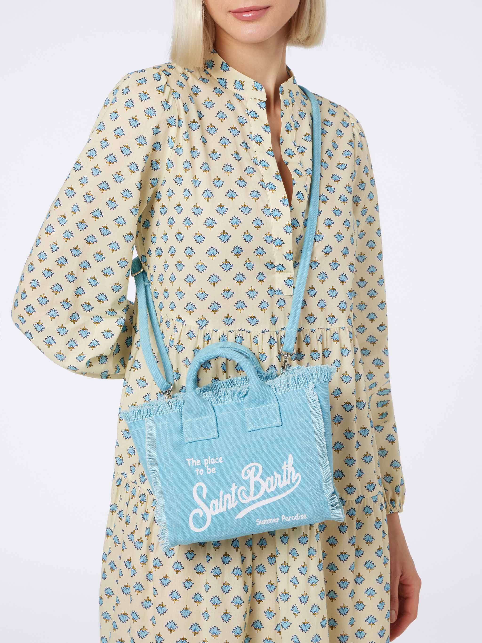 Borsa Mini Vanity in canvas di cotone azzurro