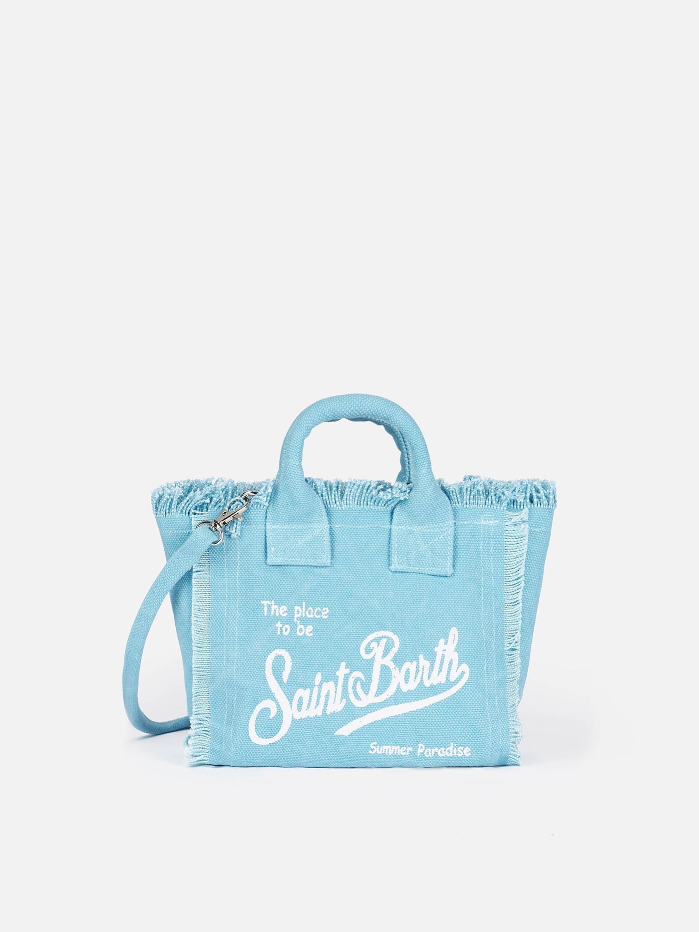 Borsa Mini Vanity in canvas di cotone azzurro