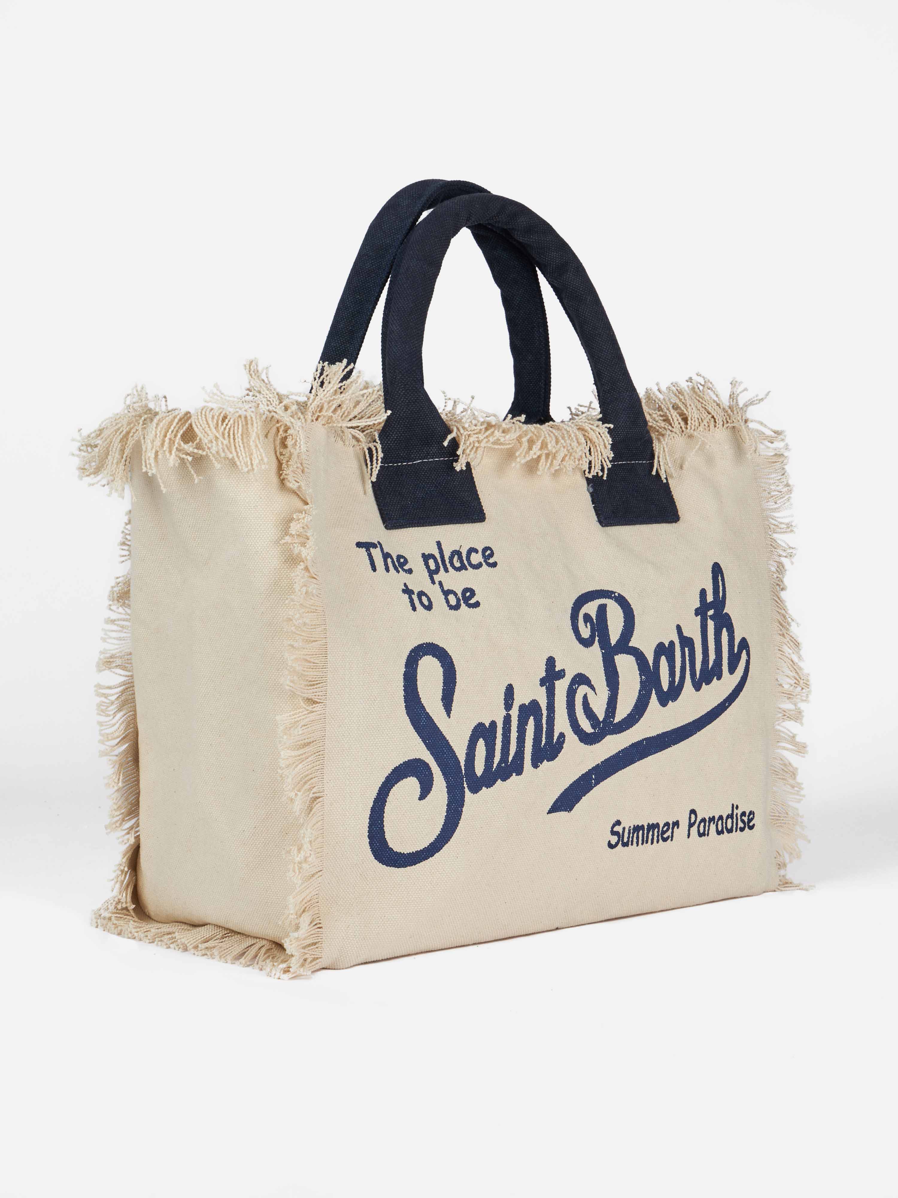 Borsa a spalla Vanity in canvas di cotone off-white