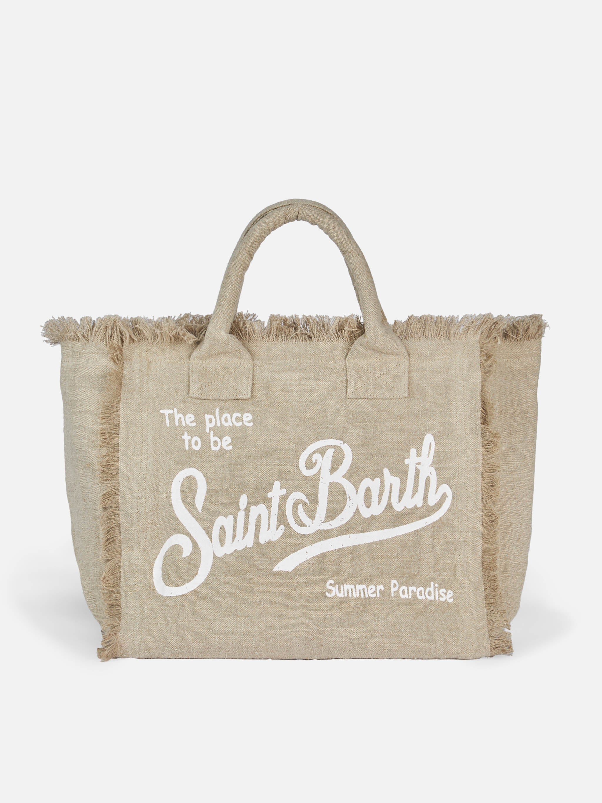 Borsa a spalla Vanity in lino beige