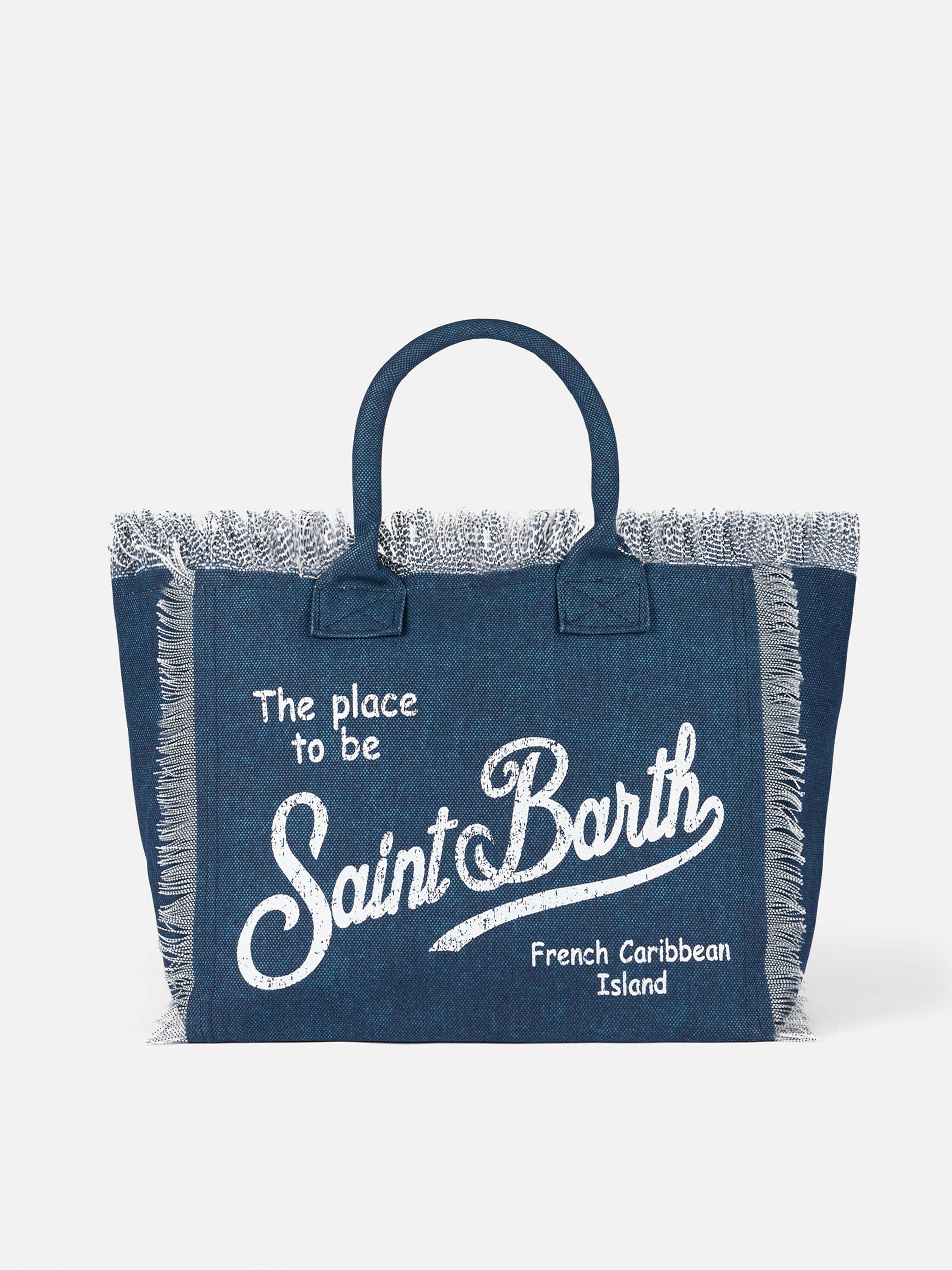 Borsa a spalla Vanity in canvas di cotone indaco