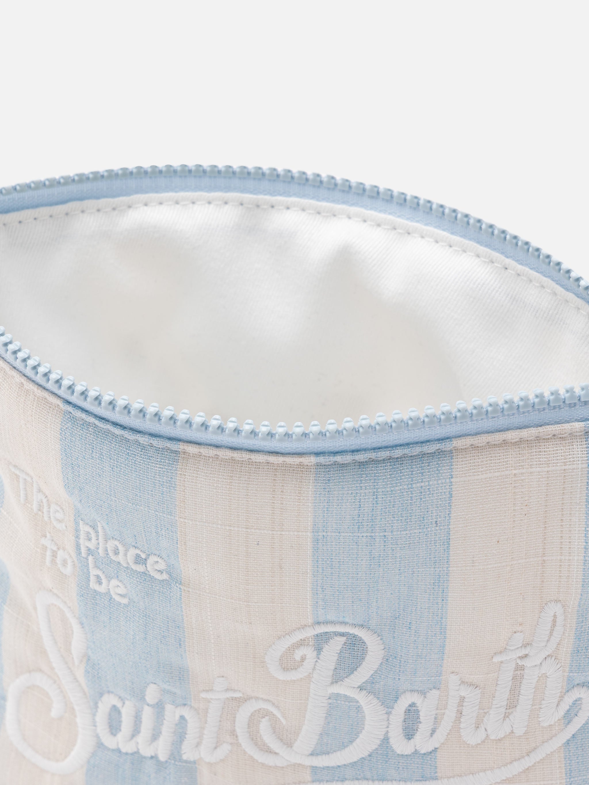 Pochette Aline soft in cotone lino con stampa a righe