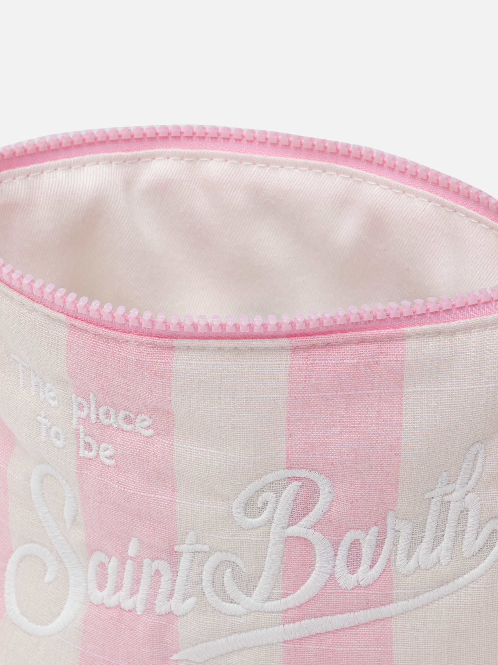 Pochette Aline soft in cotone lino con stampa a righe