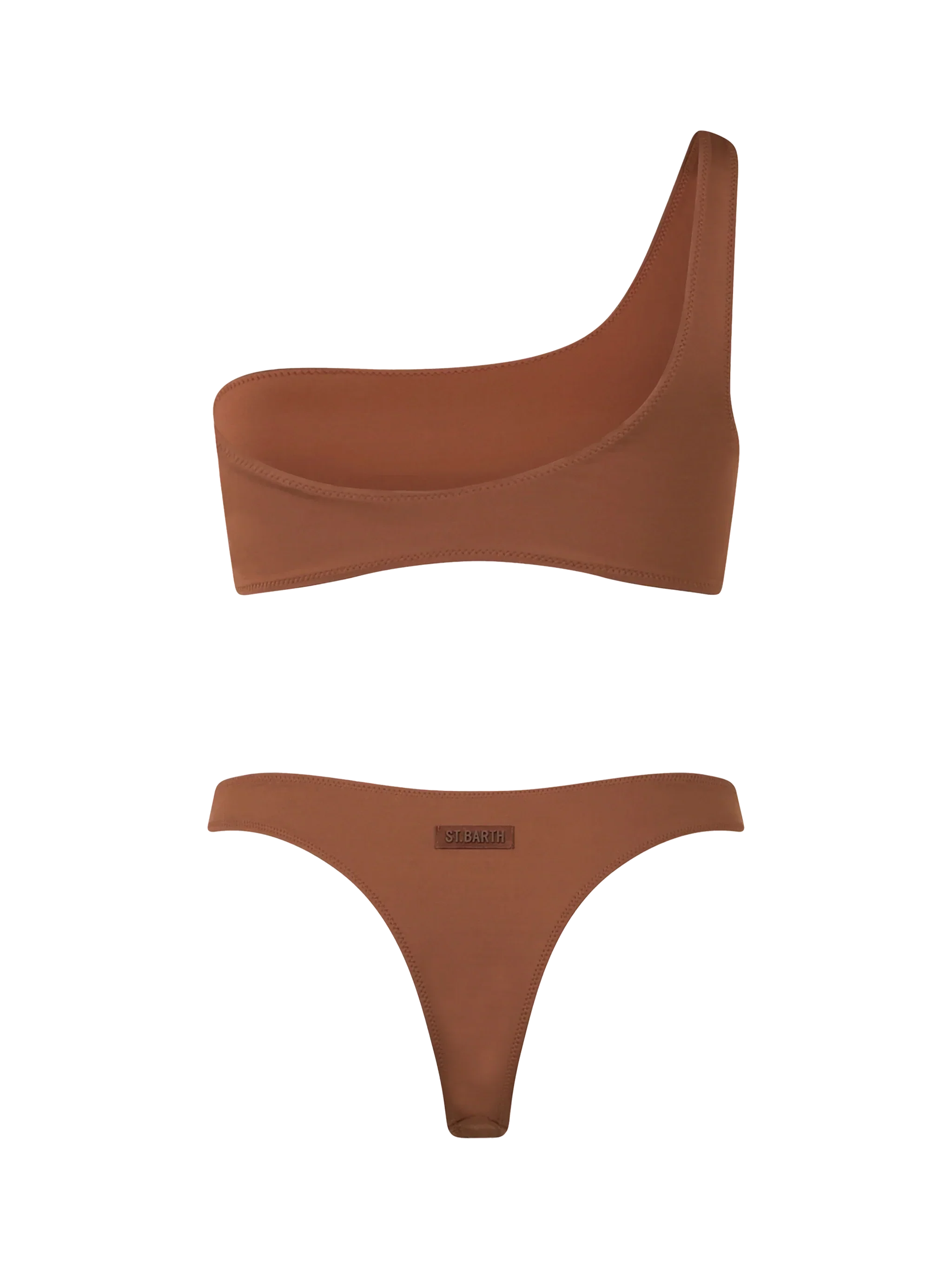 Woman brown one shoulder bralette bikini Celestine Naomi