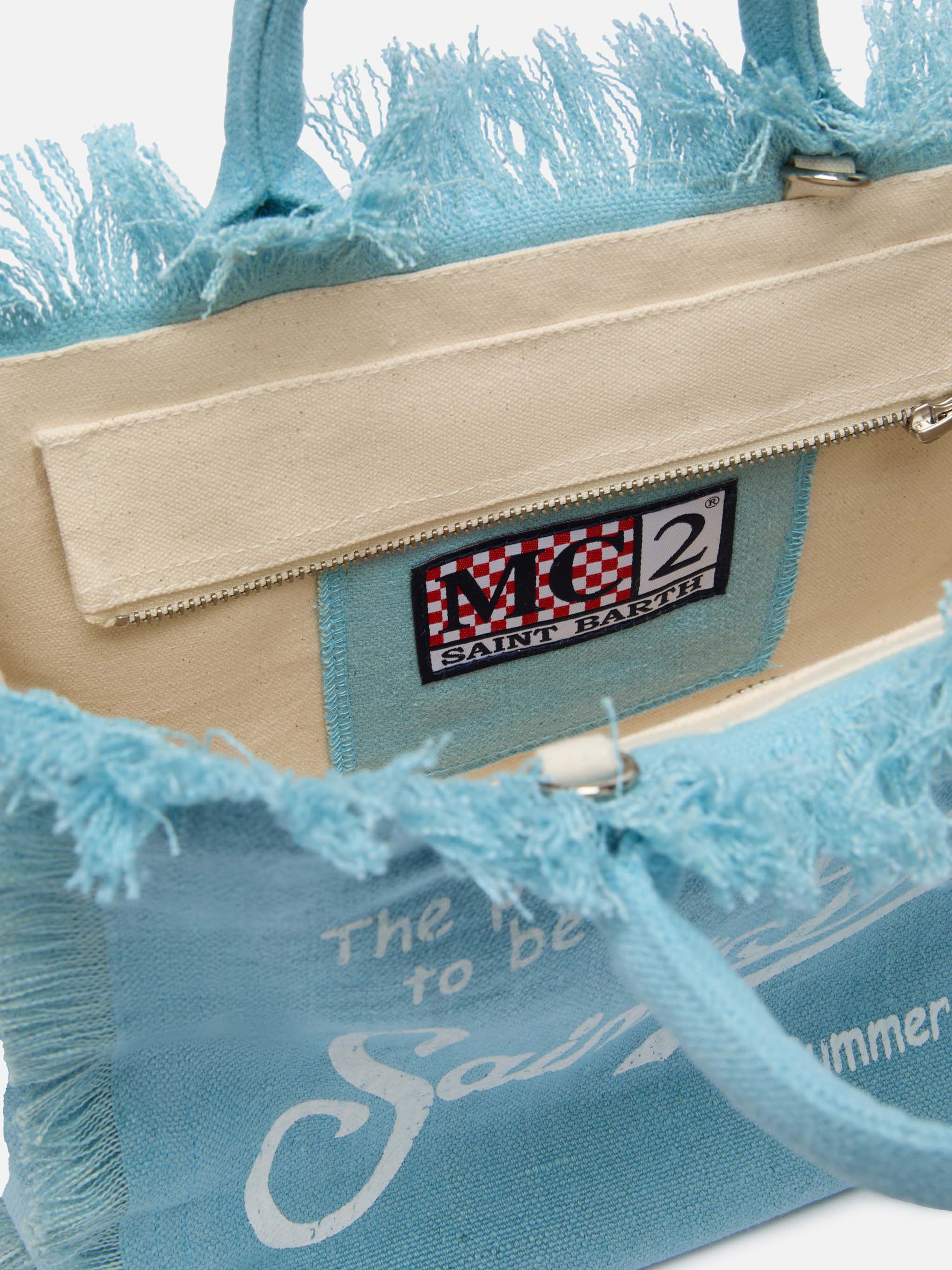 Borsa Colette in lino azzurro