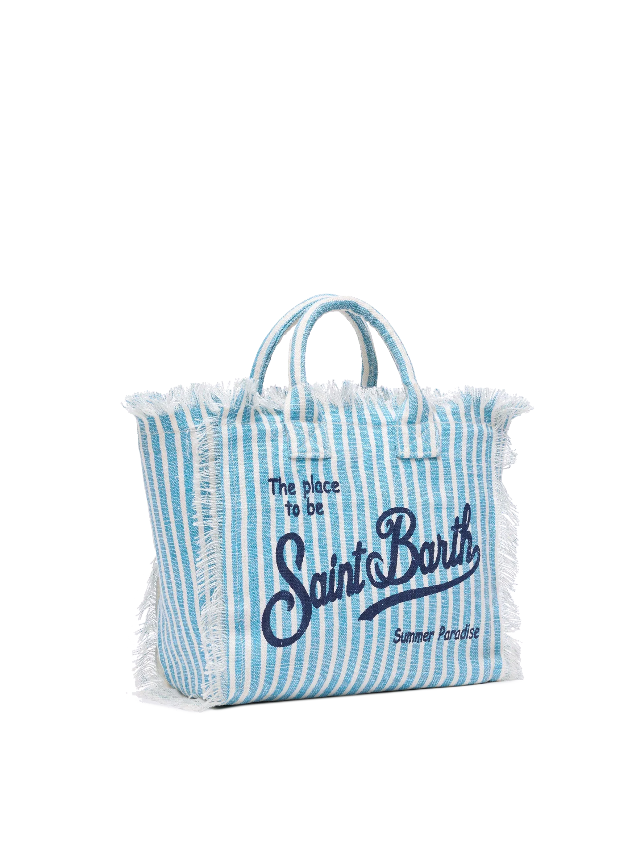 Borsa Colette in lino con stampa a righe