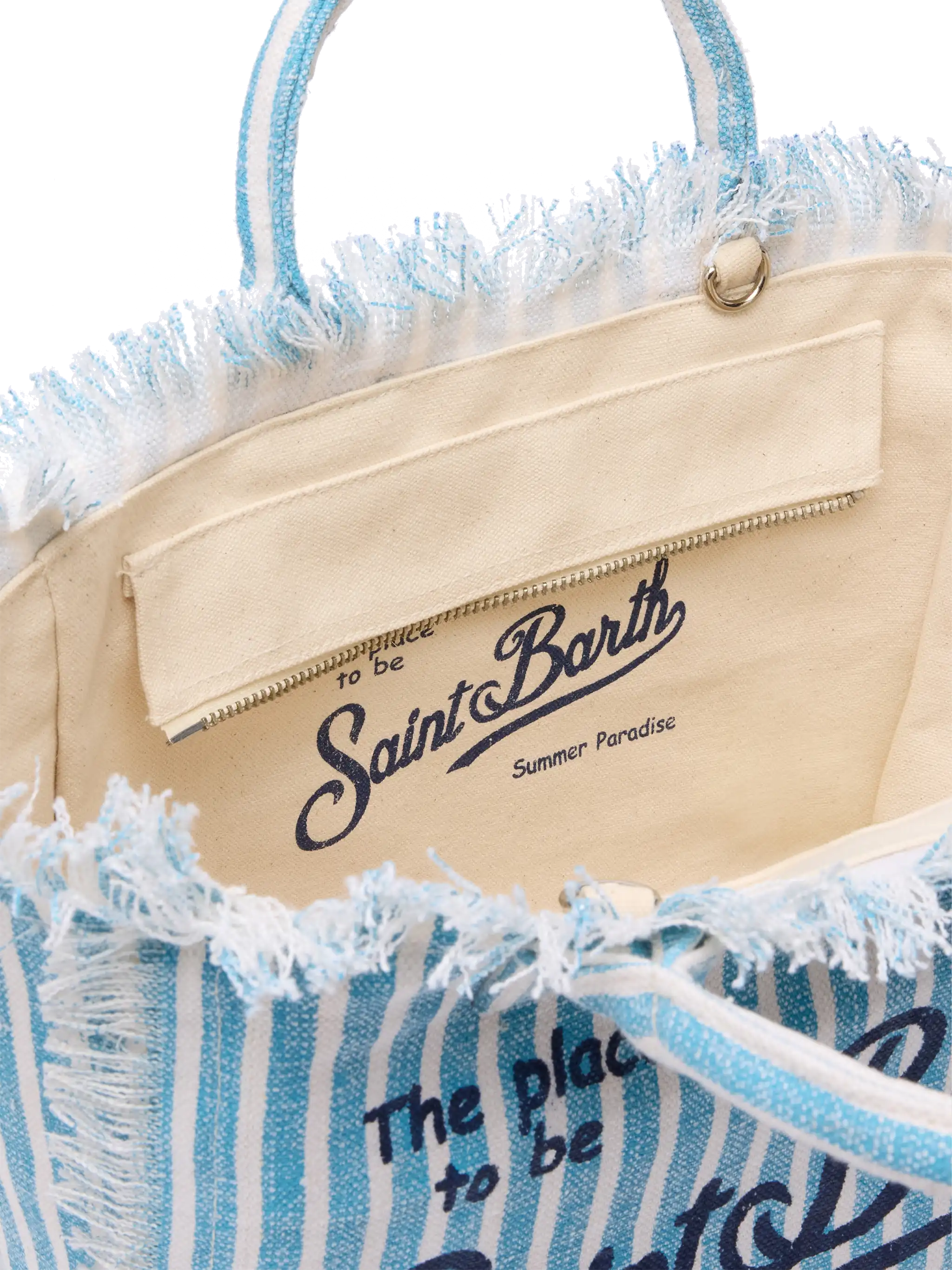 Borsa Colette in lino con stampa a righe