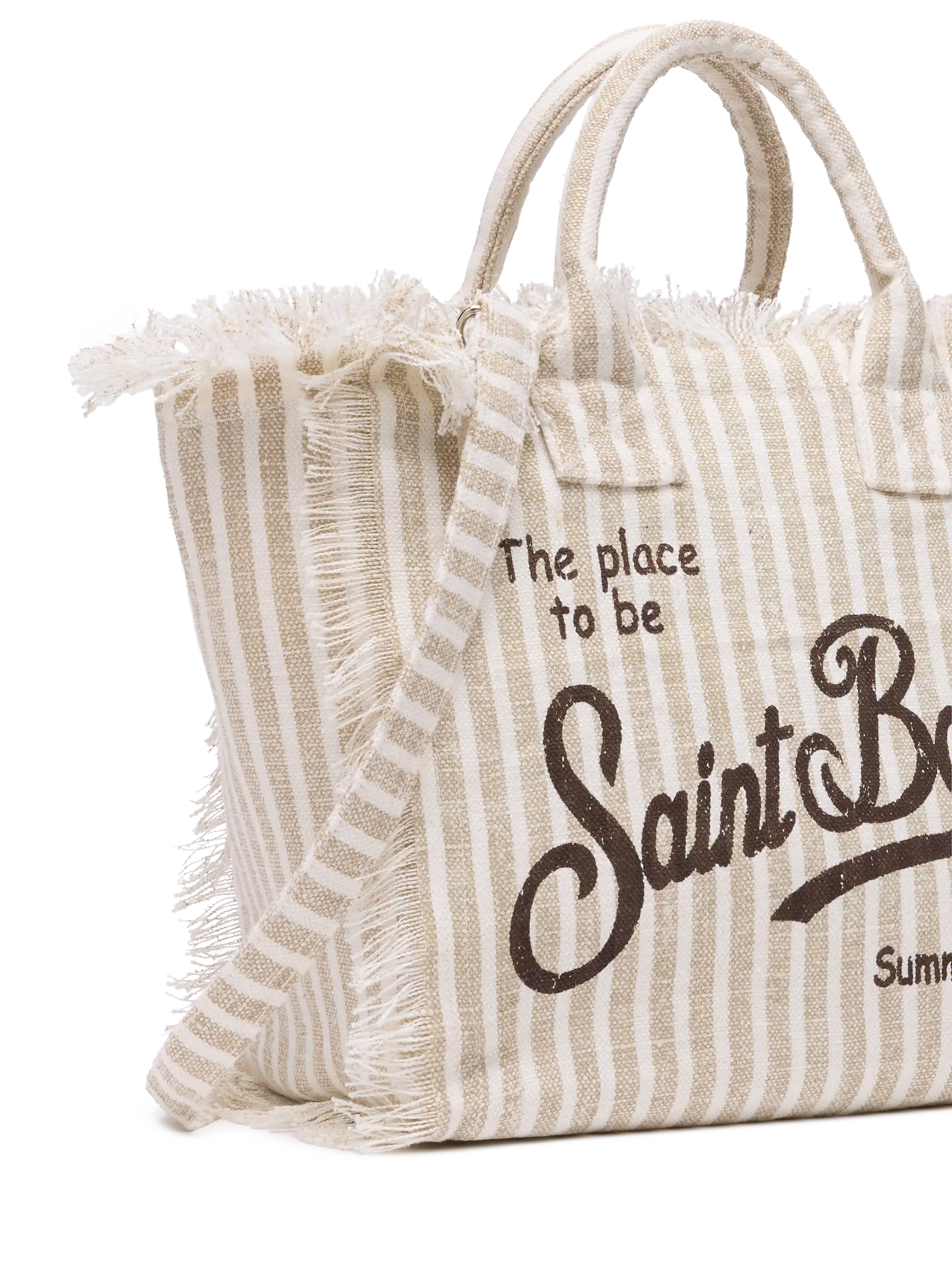 Borsa Colette in canvas di lino con stampa a righe