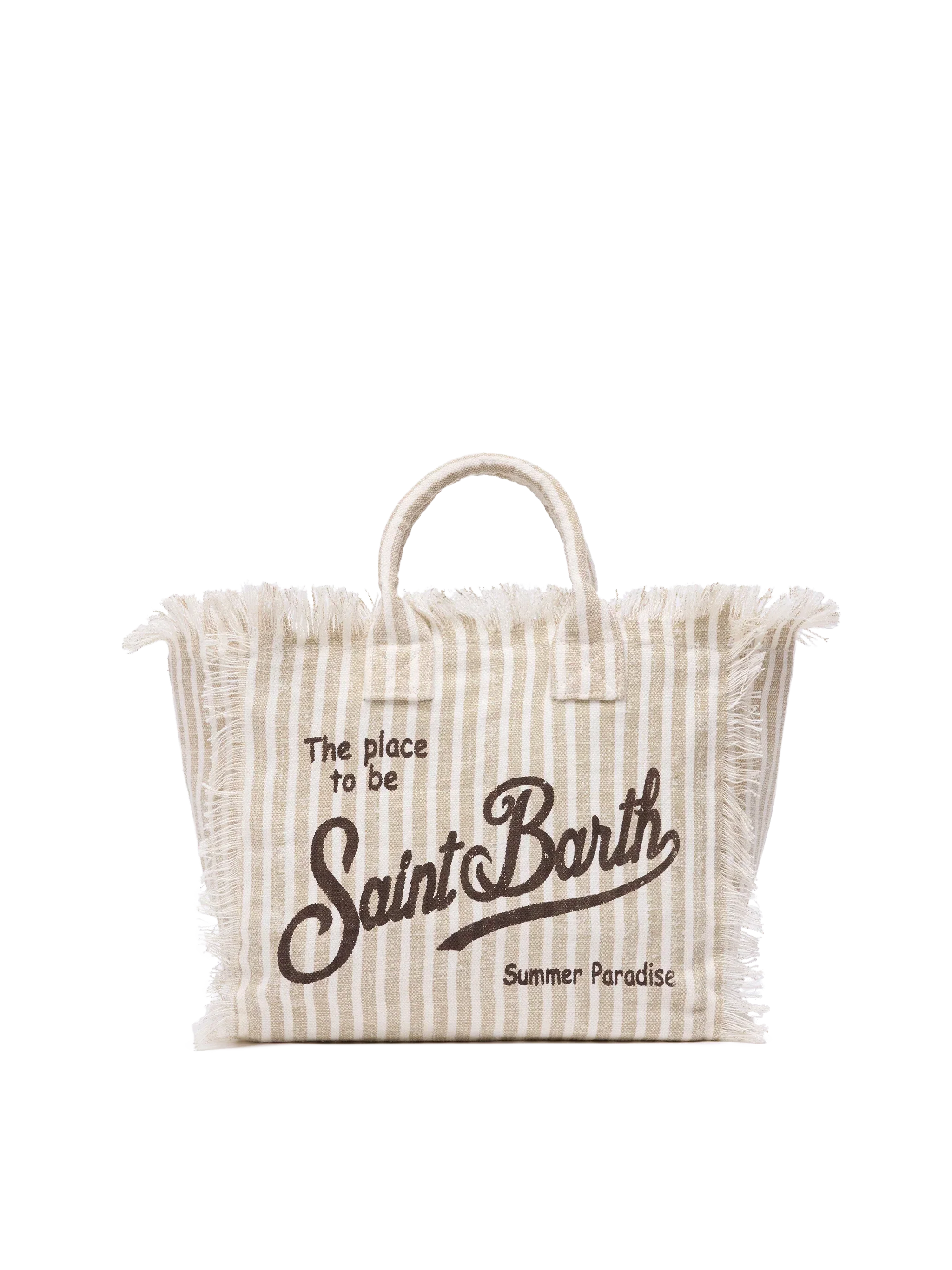 Borsa Colette in canvas di lino con stampa a righe