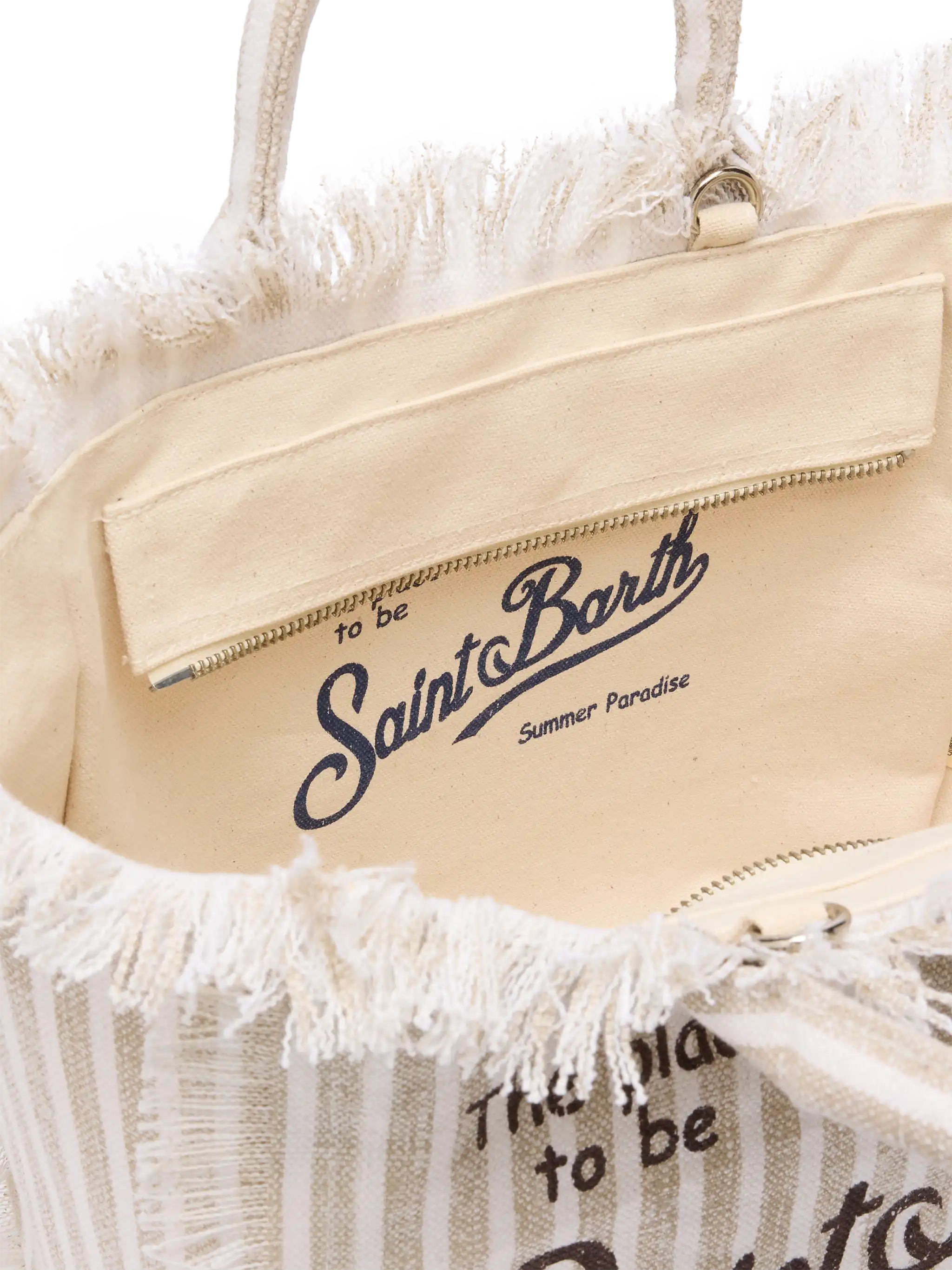 Borsa Colette in canvas di lino con stampa a righe