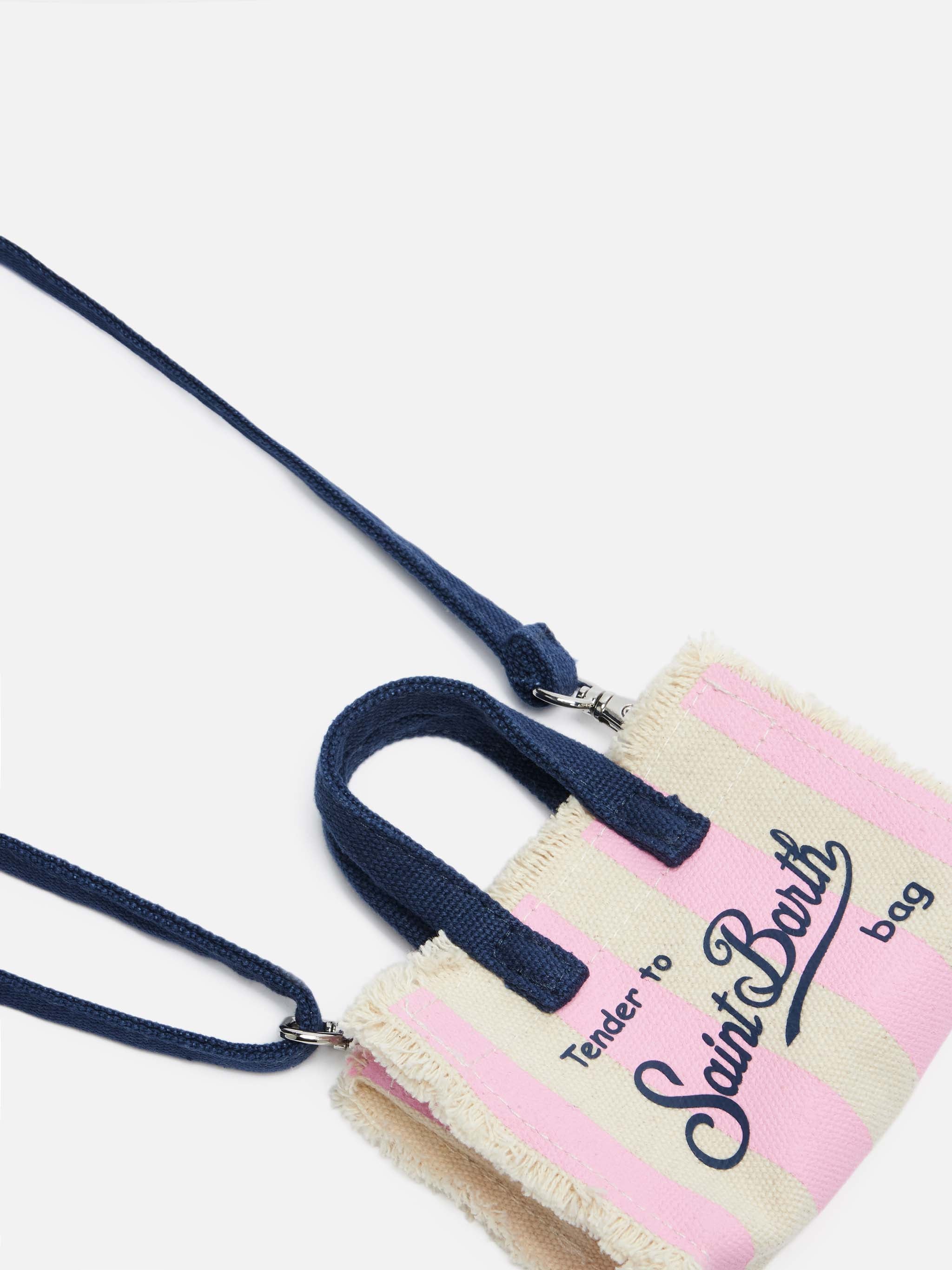 Portachiavi Keybag in canvas di cotone a righe rosa