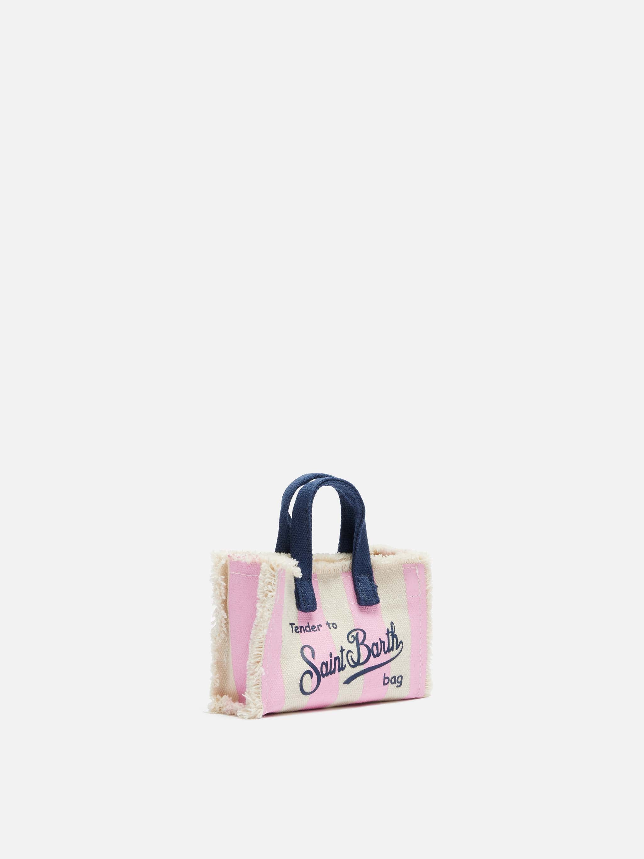 Pink striped cotton canvas Key Holder