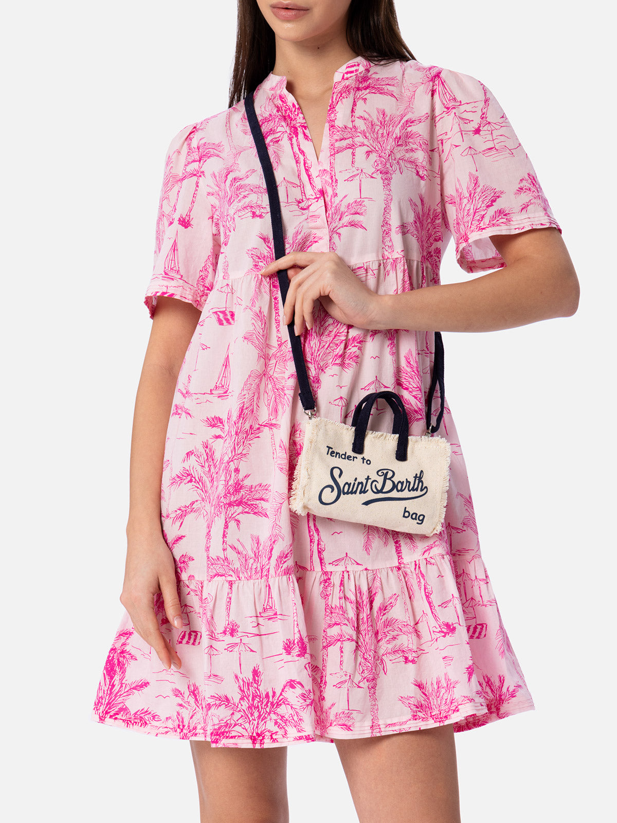 Phone Bag  bianca in canvas di cotone