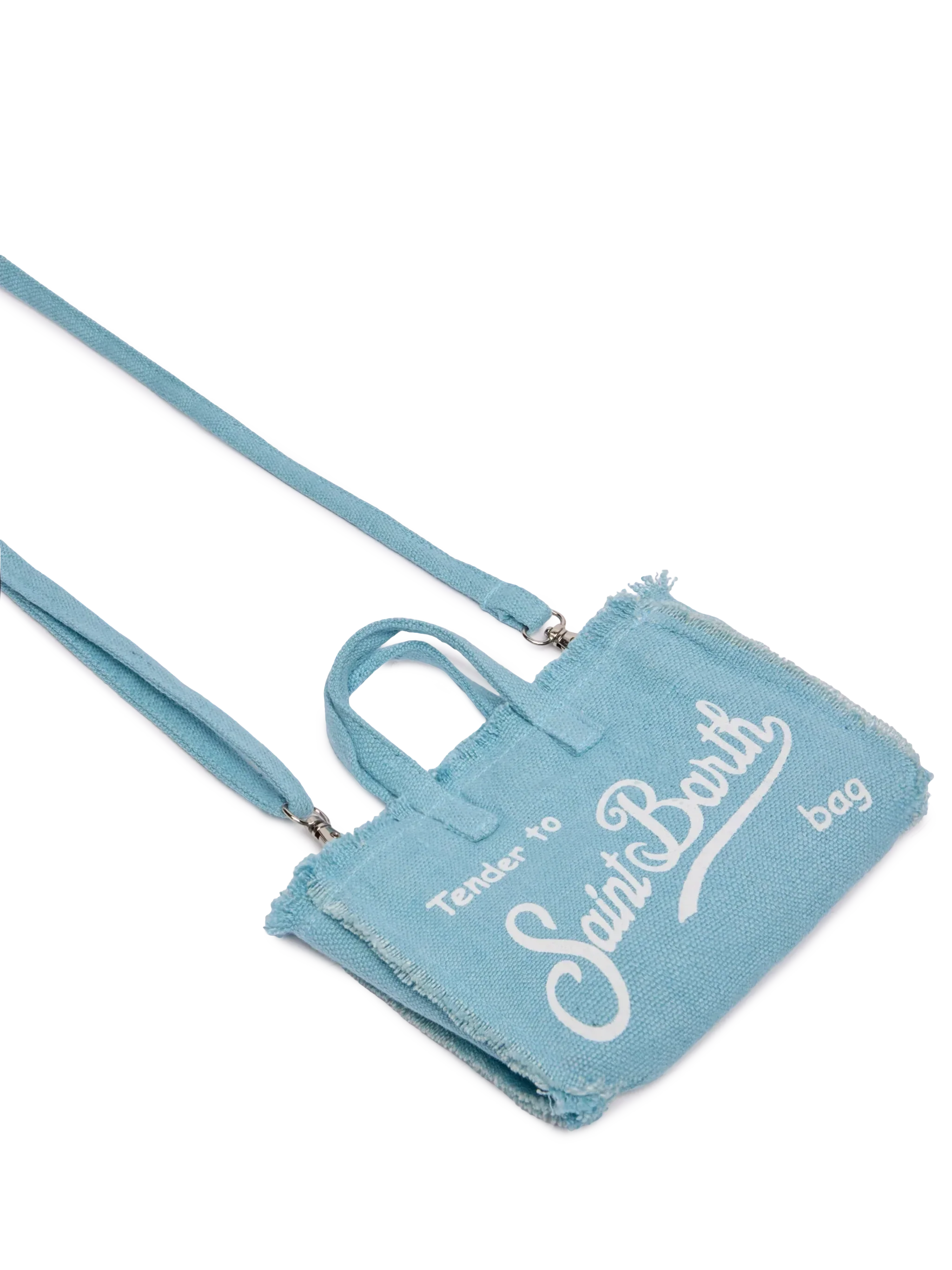 Phone Bag in lino azzurro