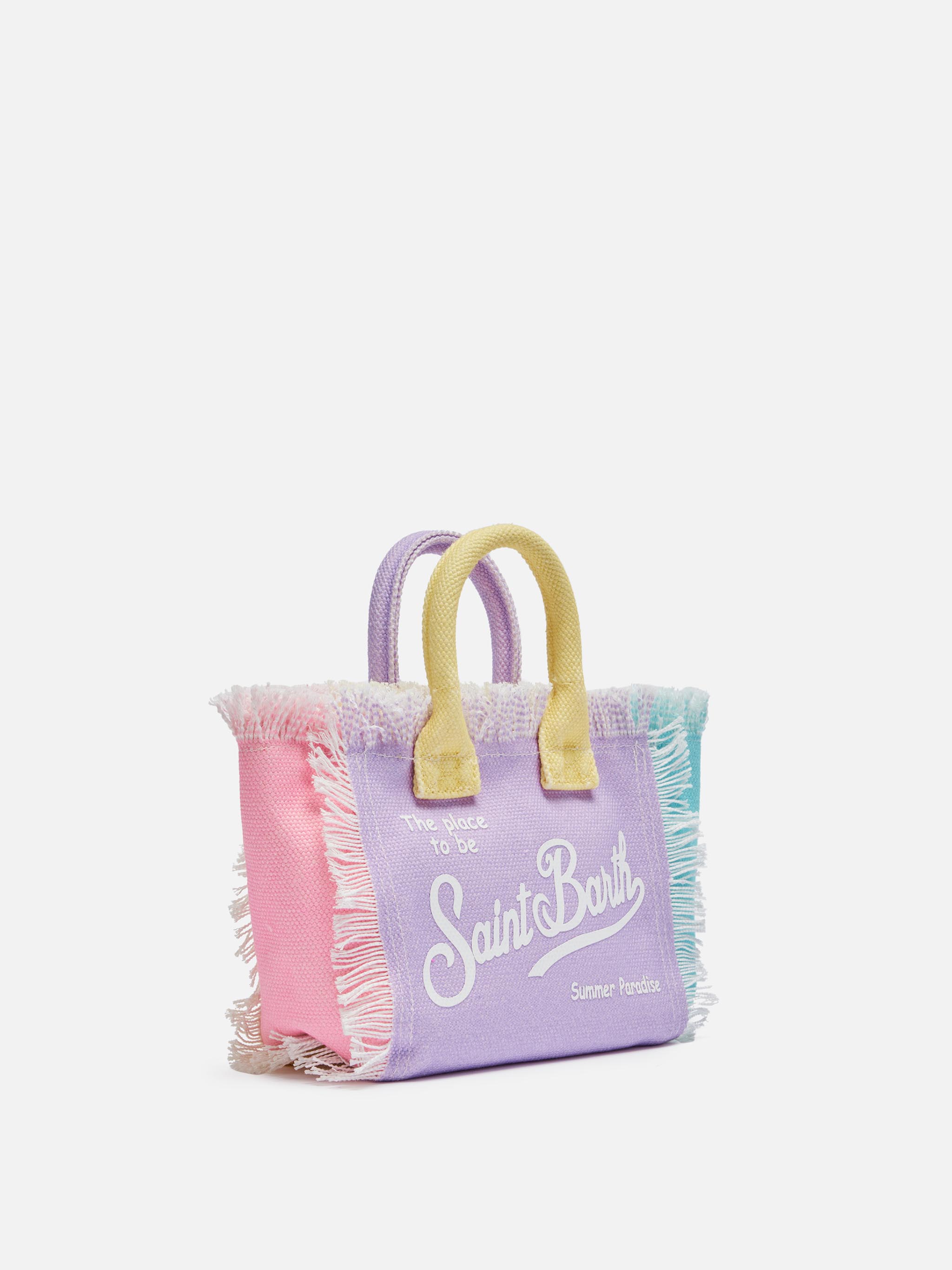 Borsa Mini Vanity in canvas di cotone color block