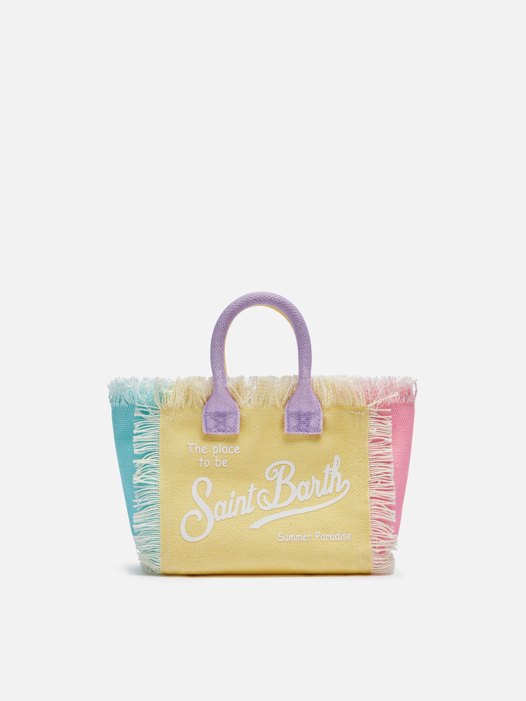 Borsa Mini Vanity in canvas di cotone color block