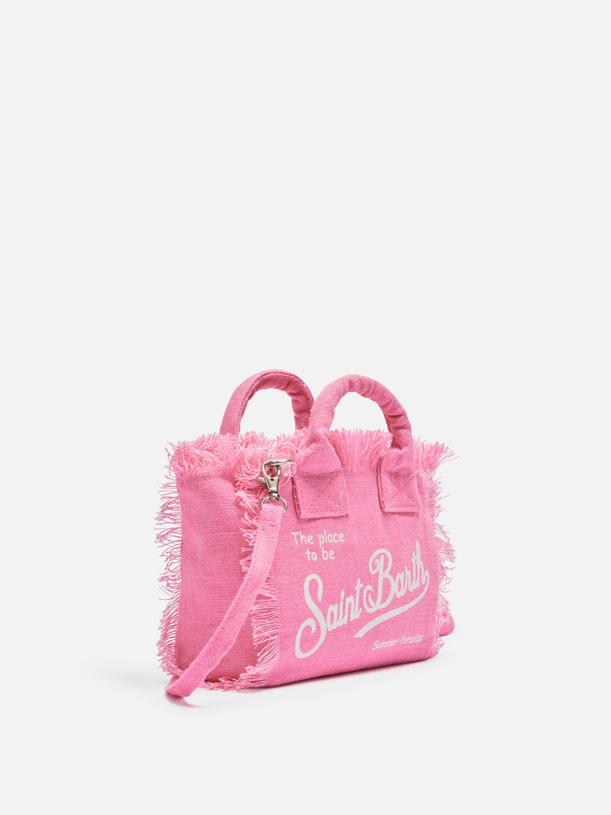 Borsa Mini Vanity in lino rosa